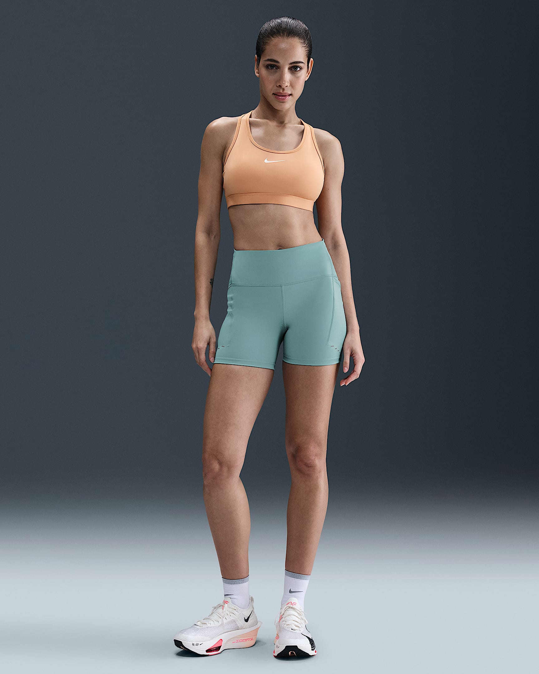 Nike Swift Women's High-Waisted 4" Tight Running Shorts with Pockets - Cannon
