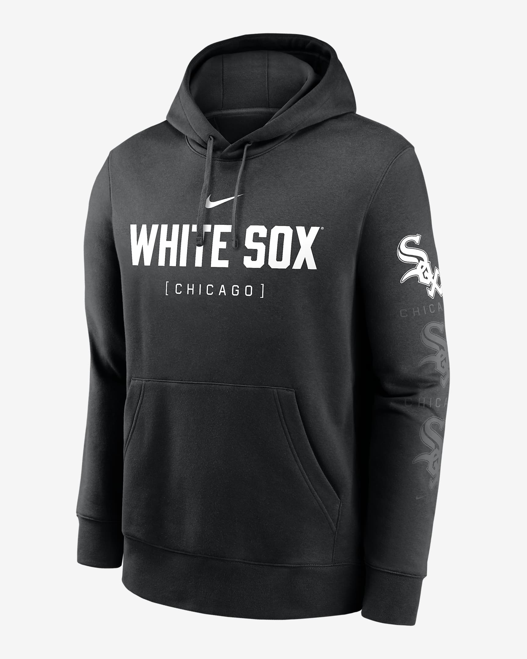 Sudadera con gorro sin cierre Nike de la MLB para hombre Chicago White Sox Fashion Club - Negro