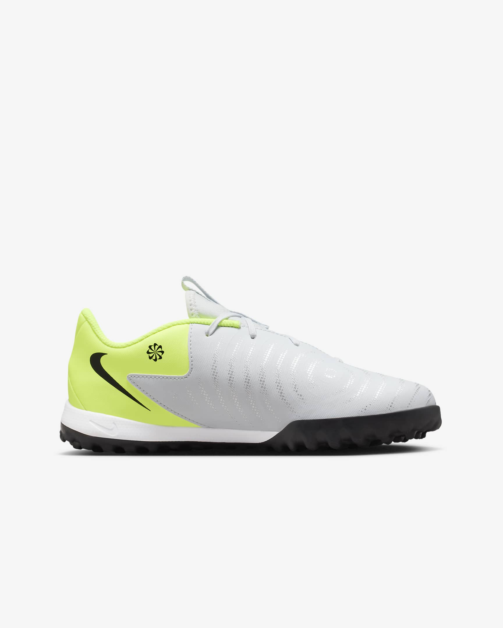 Nike Jr. Phantom GX 2 Academy voetbalschoenen voor kleuters/kids (turf) - Metallic Silver/Volt/Zwart