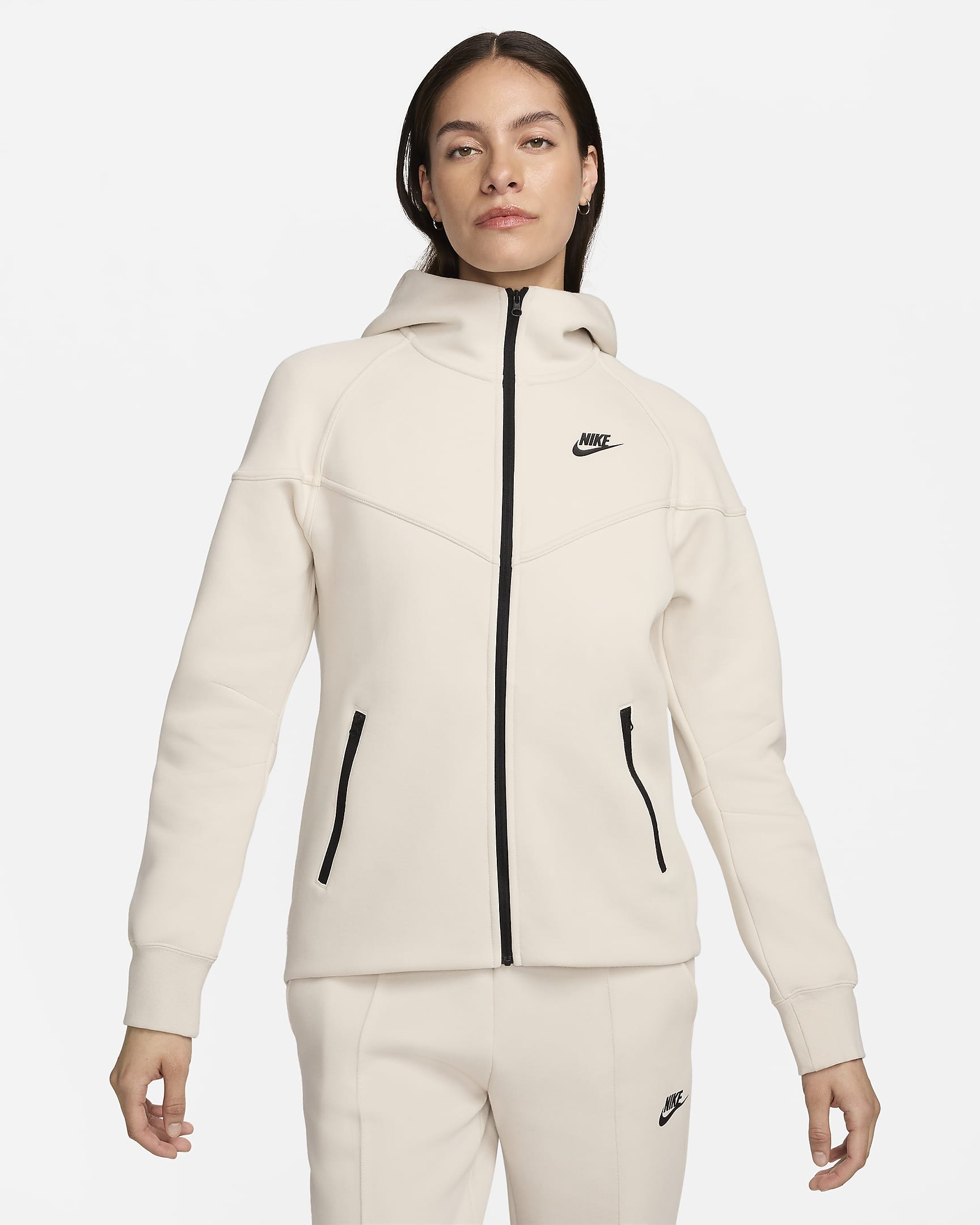 Huvtröja med hel dragkedja Nike Sportswear Tech Fleece Windrunner för kvinnor - Light Orewood Brown