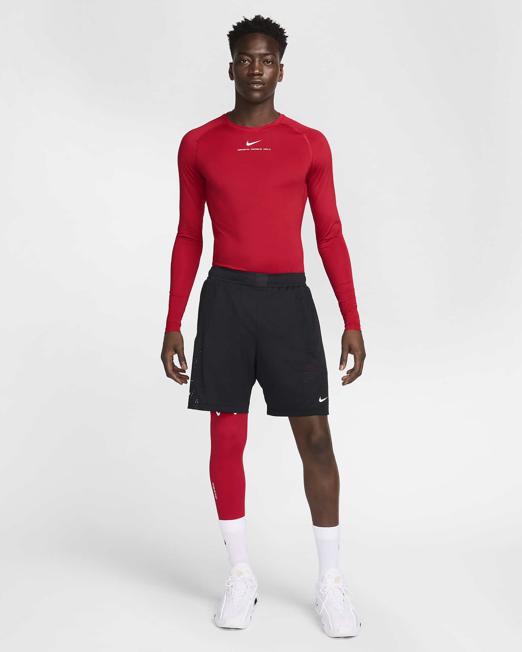 Haut de basketball première couche à manches longues NOCTA pour homme - University Red/Blanc