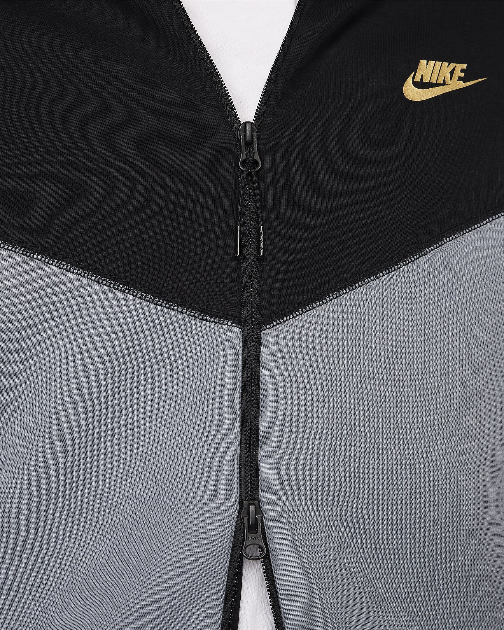 Sweat à capuche entièrement zippé Nike Sportswear Tech Fleece Windrunner pour Homme - Noir/Cool Grey/Blanc/Metallic Gold