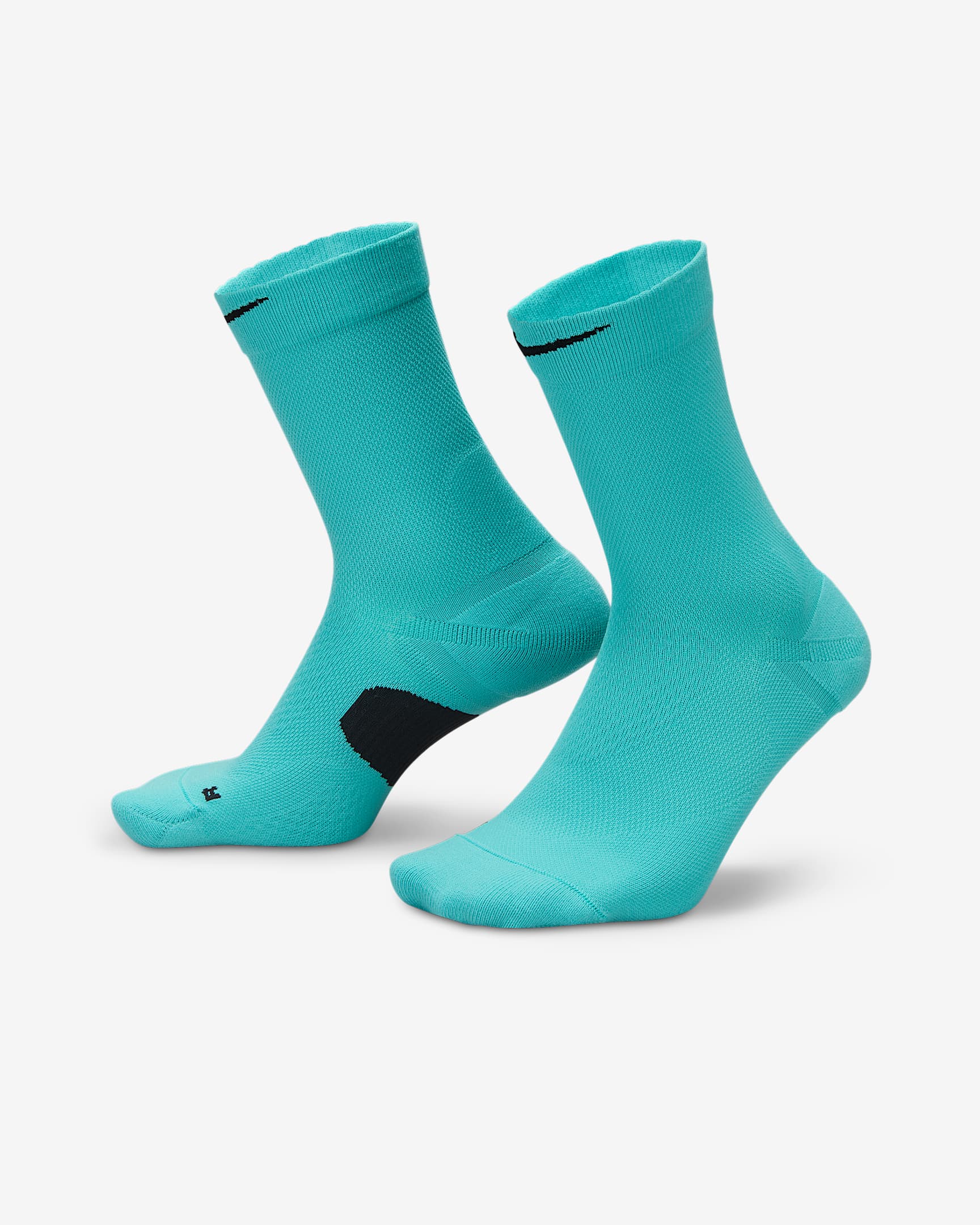 Nike Midweight Running Crew Socks (1 Pair) - Washed Teal/Black/Black