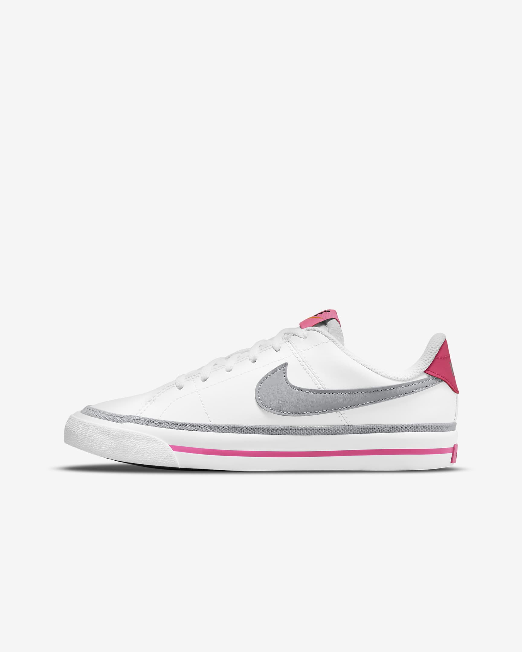 รองเท้าเด็กโต Nike Court Legacy - ขาว/Pink Prime/Kumquat/Light Smoke Grey