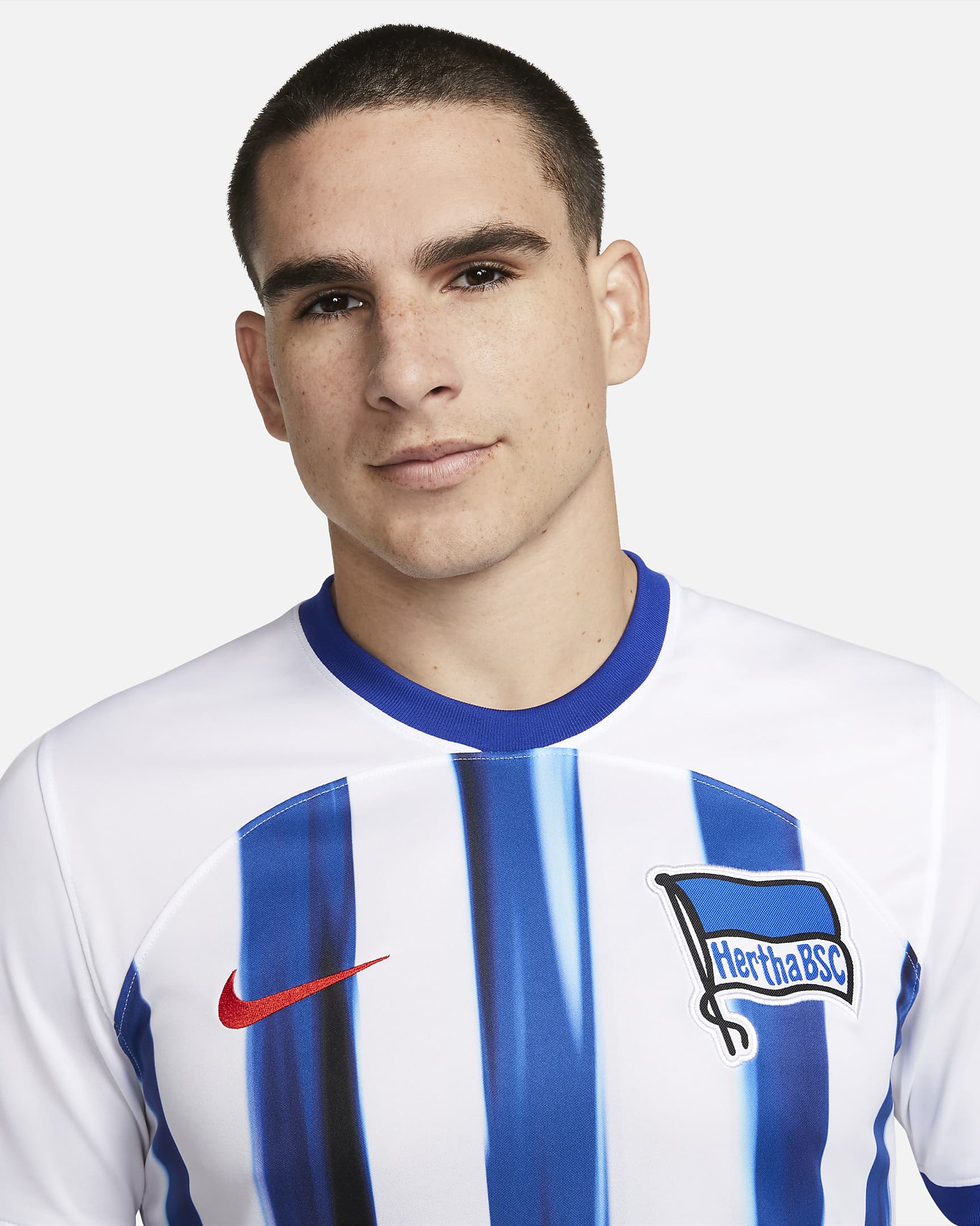 Hertha BSC 2023/24 Stadium Home Men's Nike Dri-FIT Football Shirt - White/Old Royal/Speed Red