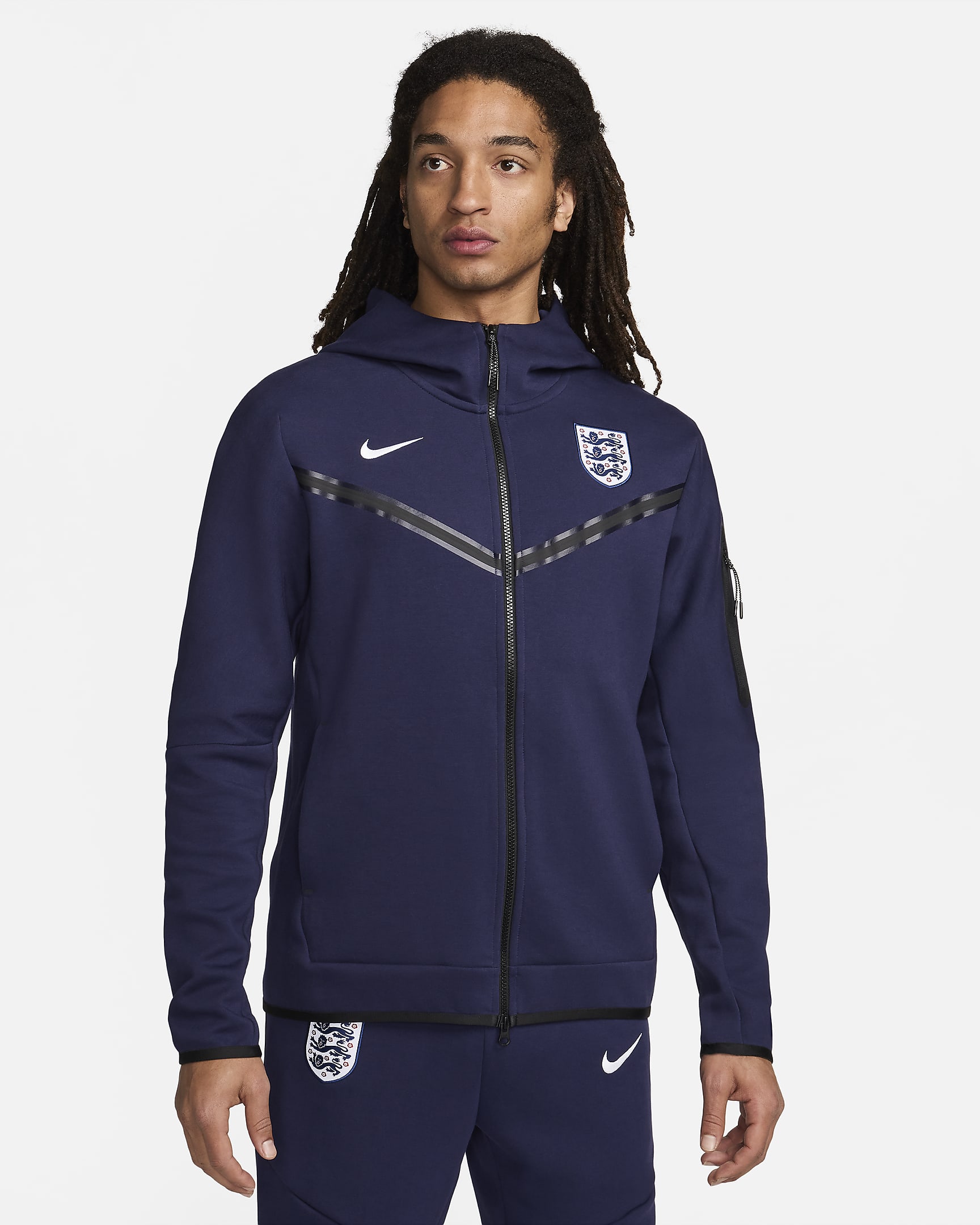 Sweat à capuche et zip Nike Football Angleterre Tech Fleece Windrunner pour homme - Purple Ink/Purple Ink/Blanc