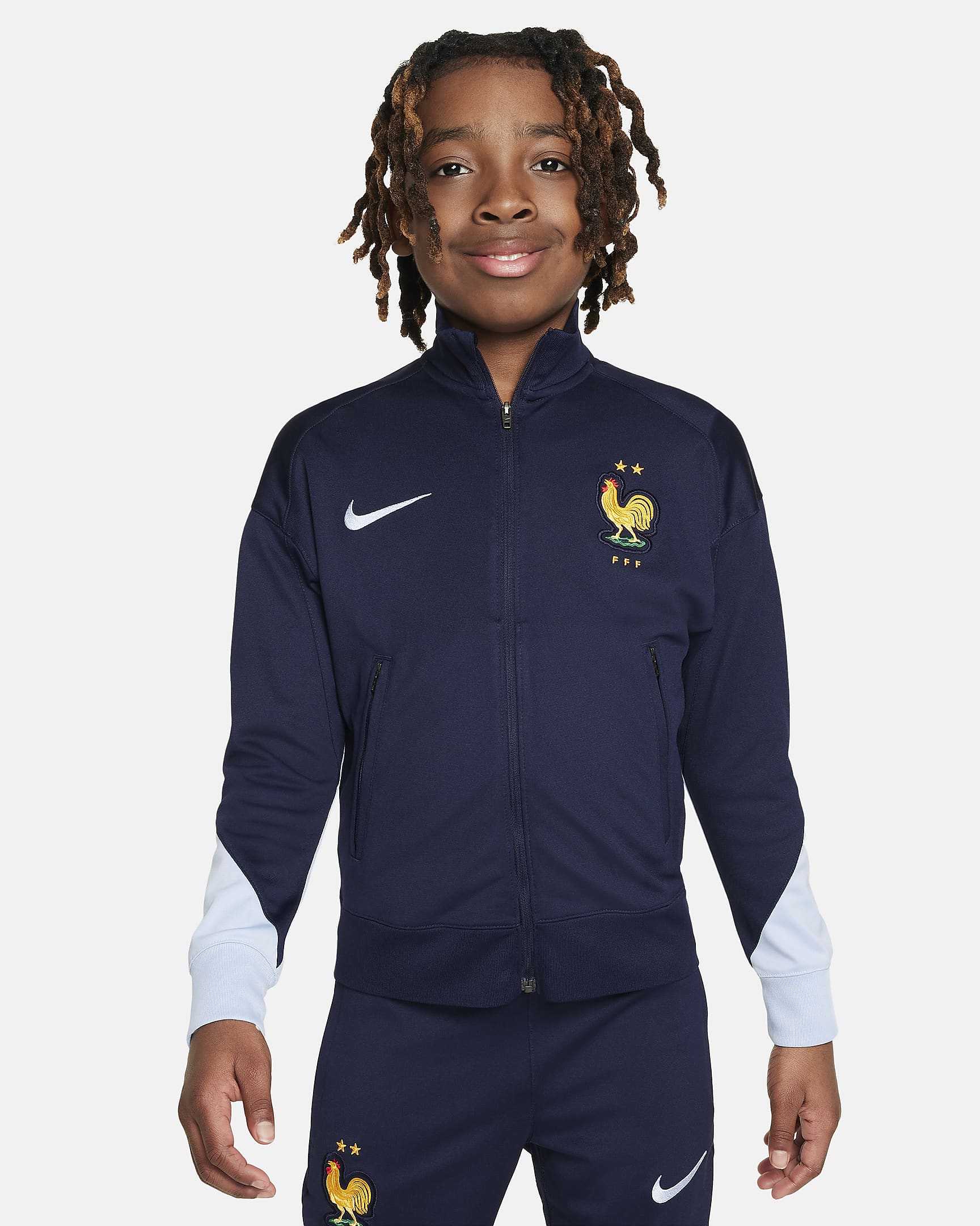 Survêtement de foot en maille Nike Dri-FIT FFF Strike pour ado - Blackened Blue/Cobalt Bliss/Cobalt Bliss