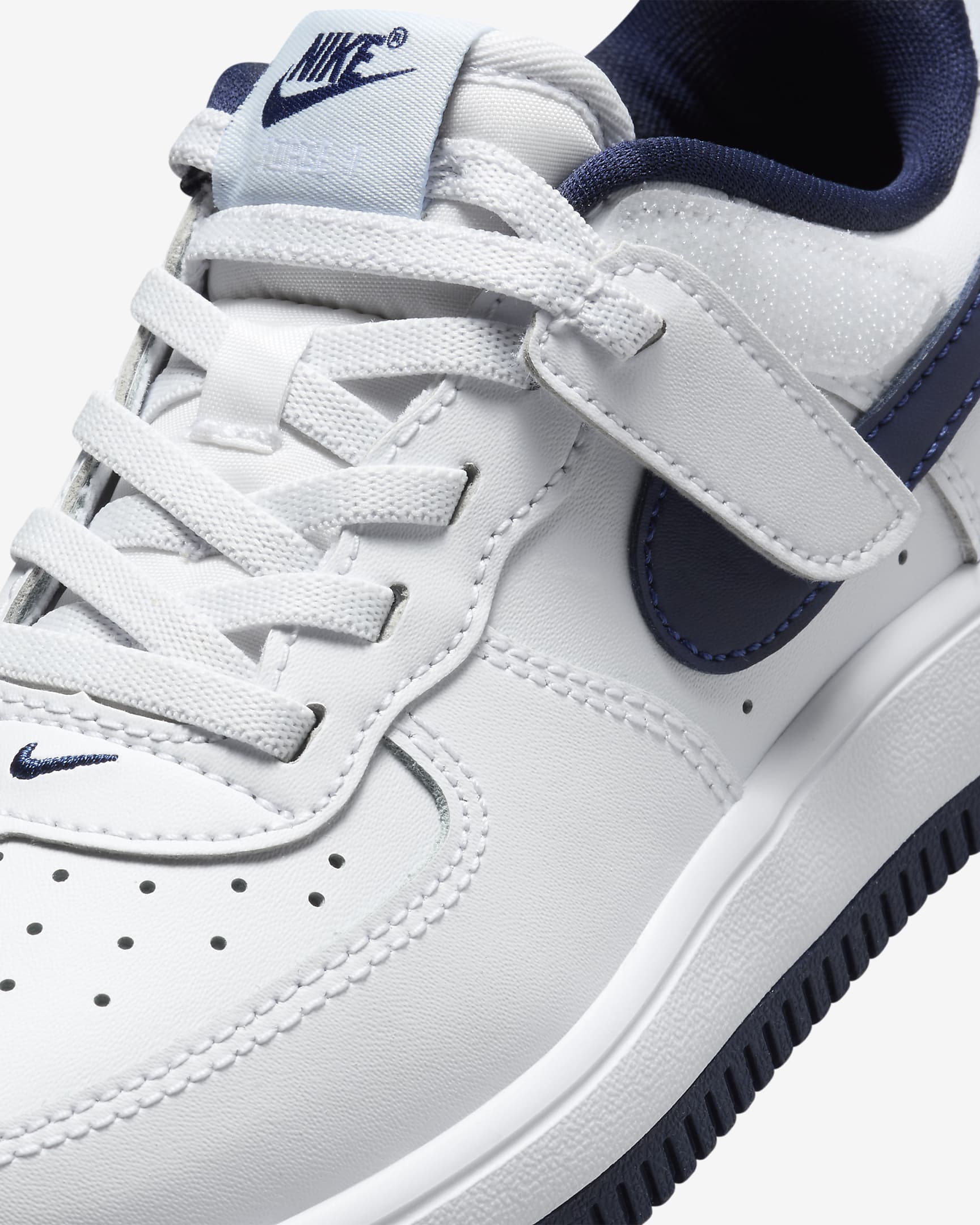 Nike Force 1 低筒 EasyOn 小童鞋款 - 白色/Football Grey/Midnight Navy