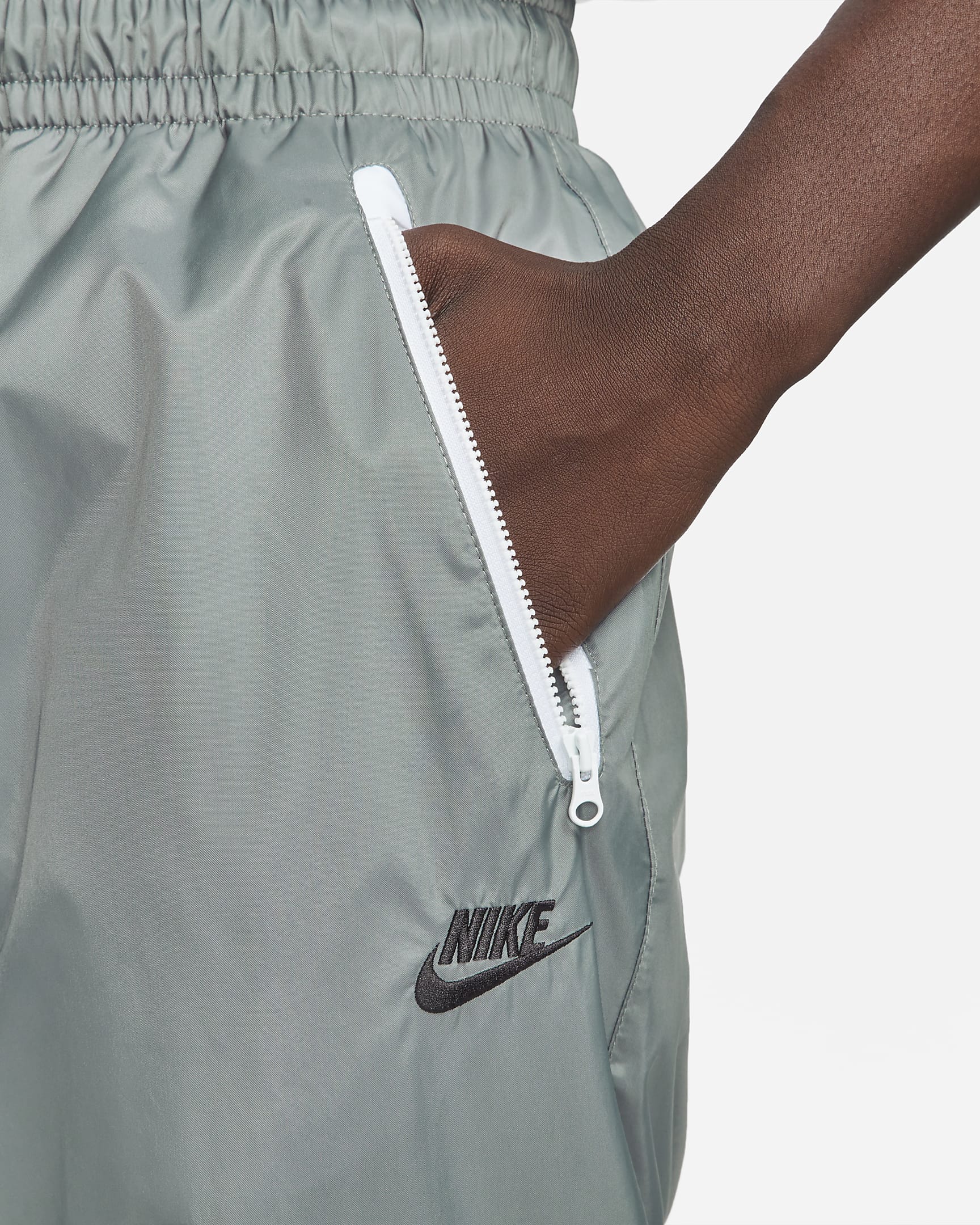 Nike Windrunner Geweven herenbroek met voering - Smoke Grey/Wit/Zwart