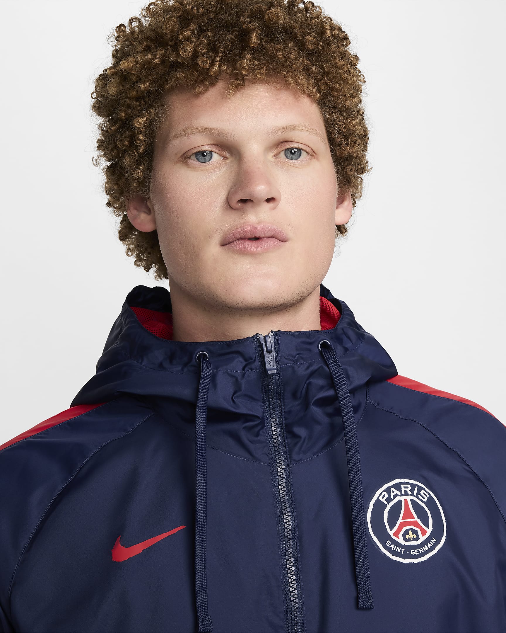 Paris Saint-Germain Nike vevd fotballtracksuit med hette til herre - Midnight Navy/University Red/University Red