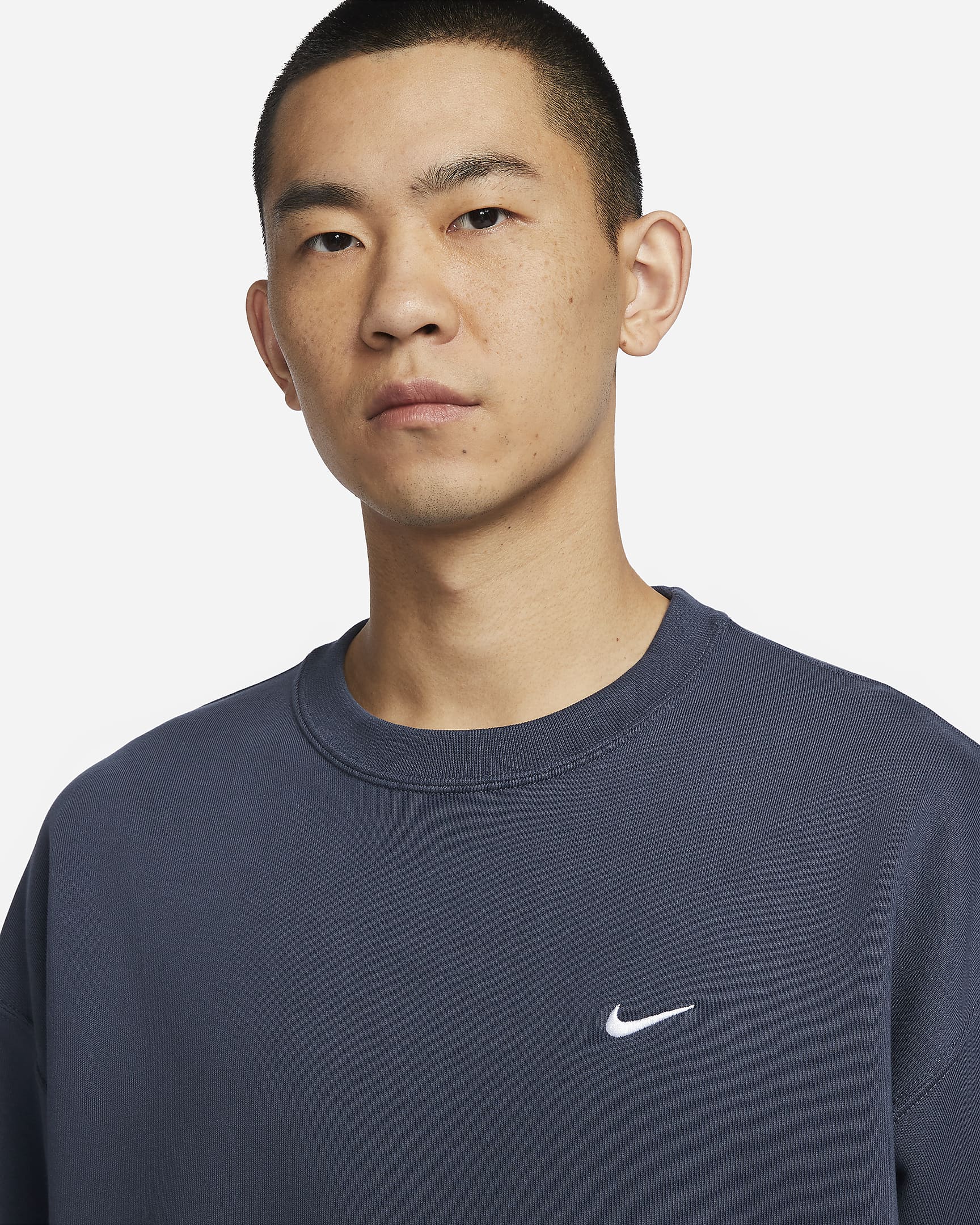 Nike Solo Swoosh Men's Fleece Crew - Thunder Blue/White