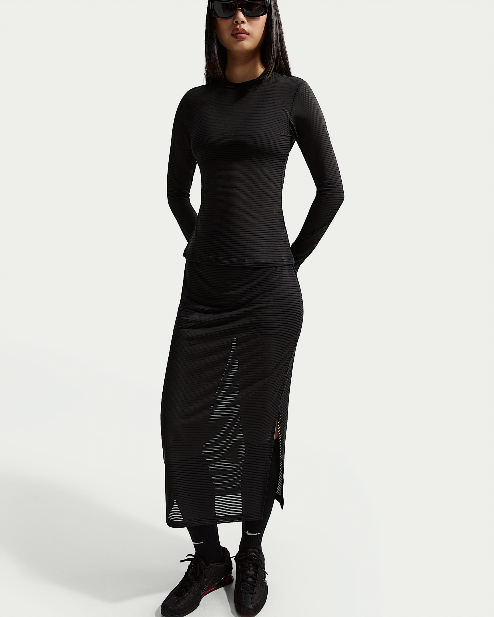 Nike Sportswear Women's Slim Sheer Midi Skirt - Black/Sail