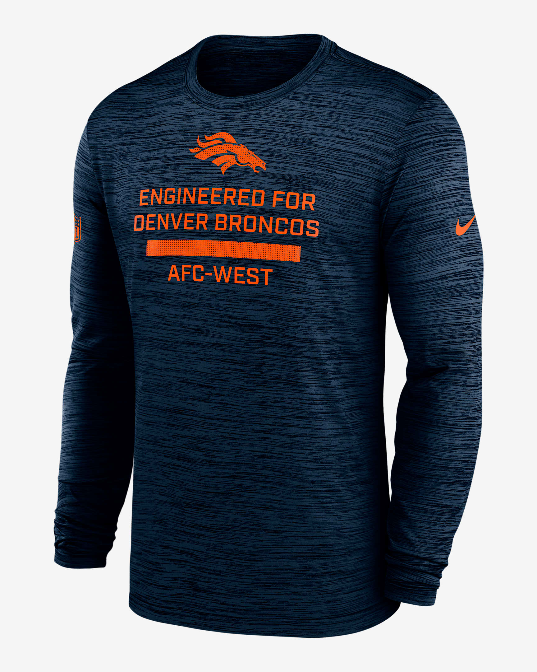 Denver Broncos Sideline Team Issue Velocity Men's Nike Dri-FIT NFL Long-Sleeve T-Shirt - Navy