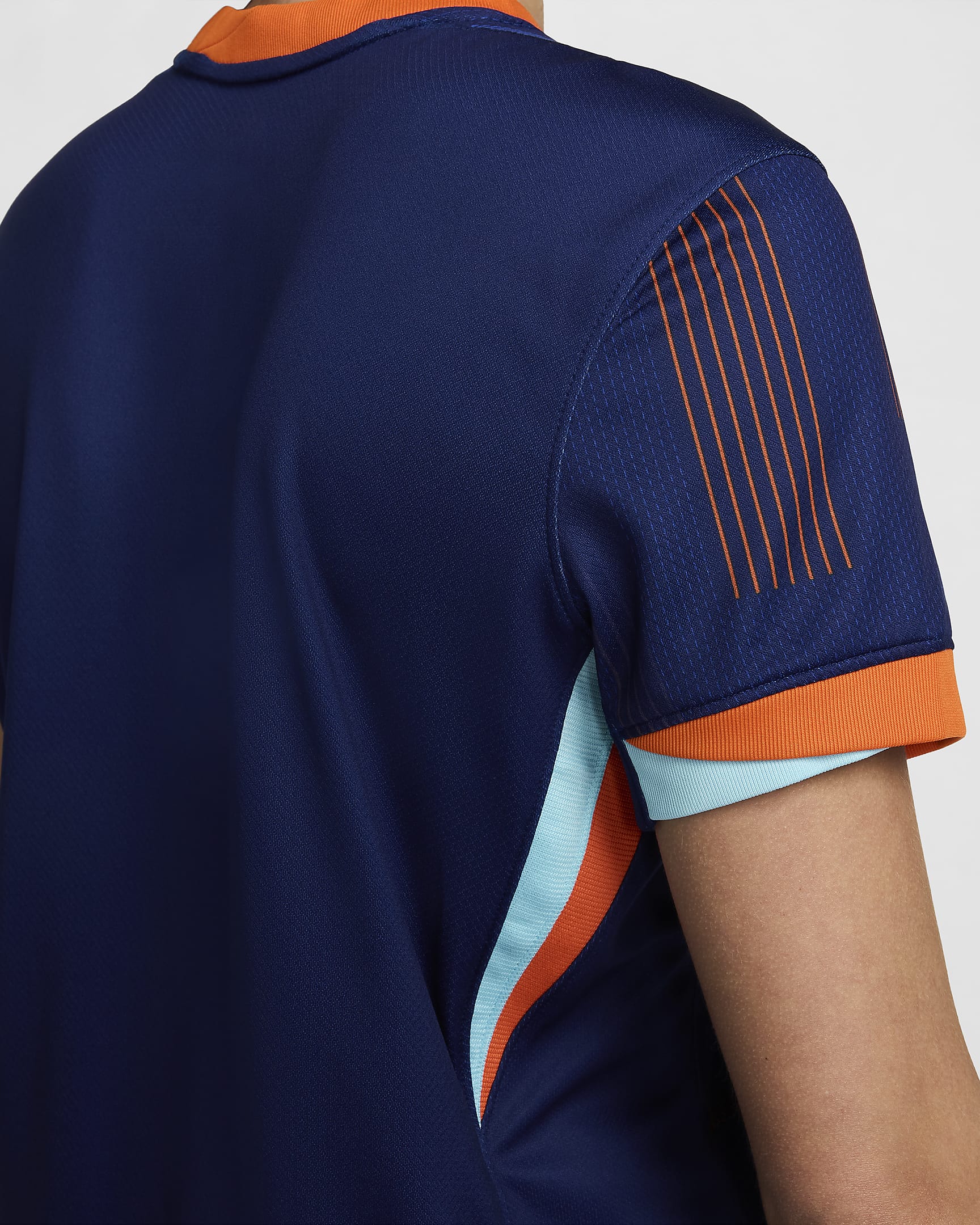 Dámská replika venkovního fotbalového dresu Nike Dri-FIT Nizozemsko Stadium (mužský tým) 2024/25 - Blue Void/Safety Orange/Copa/Bílá