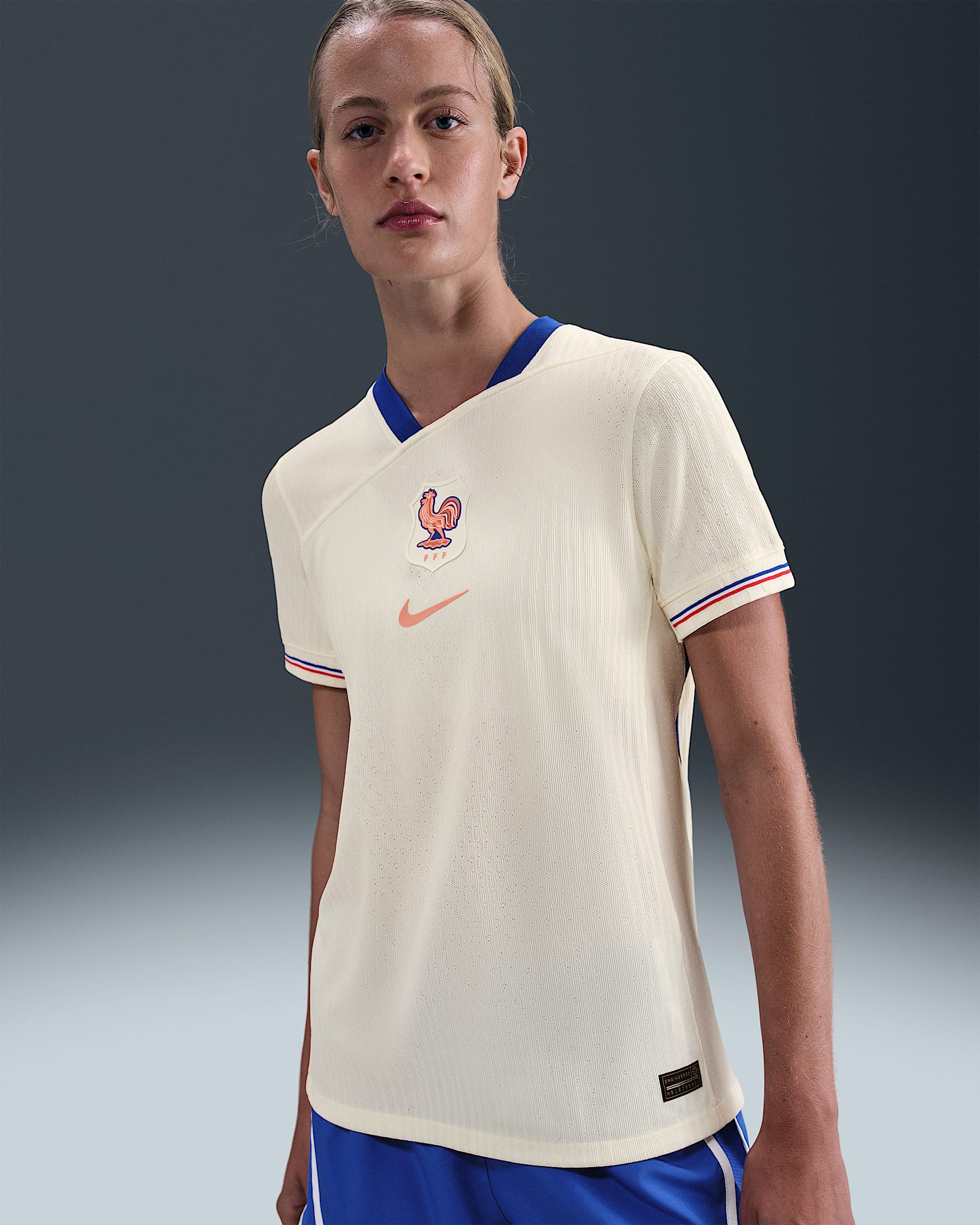 FFF 2025 Match Away (Women's Team) Women's Nike Dri-FIT ADV Soccer Authentic Jersey - Pale Ivory/Sail/Bright Blue/Light Madder Root