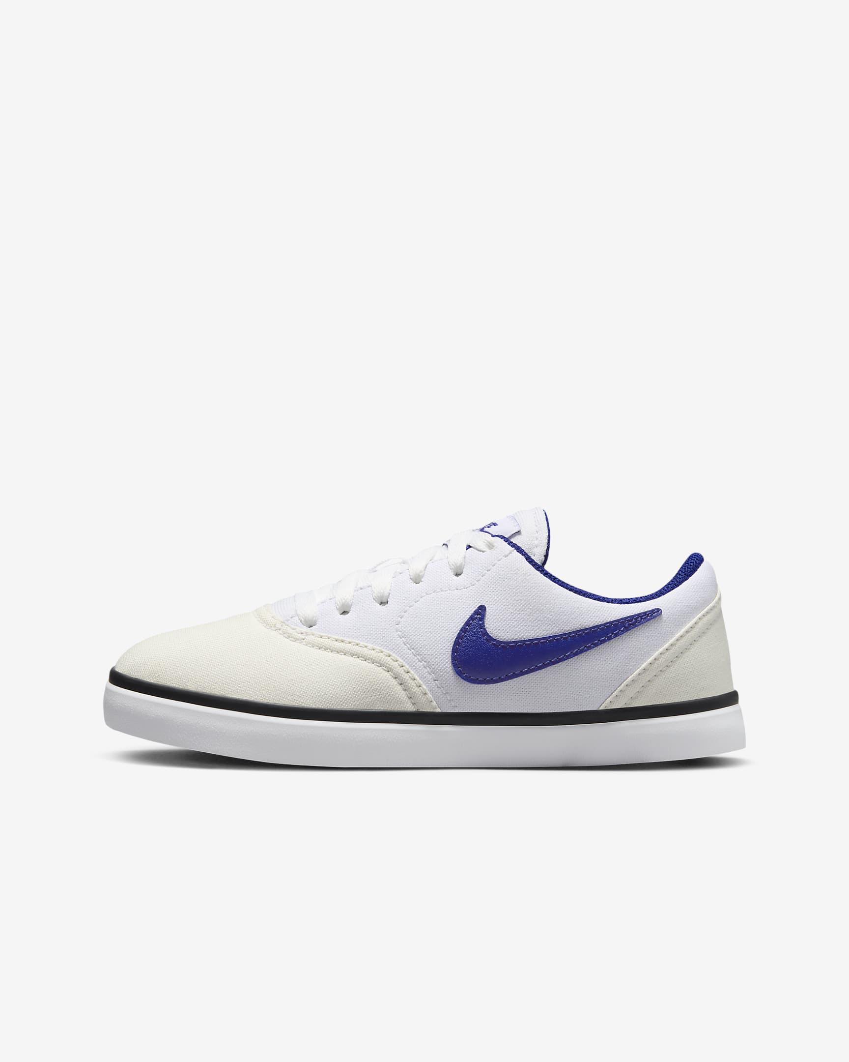 Nike SB Check Canvas Older Kids' Skate Shoes - White/Summit White/Black/Deep Royal Blue