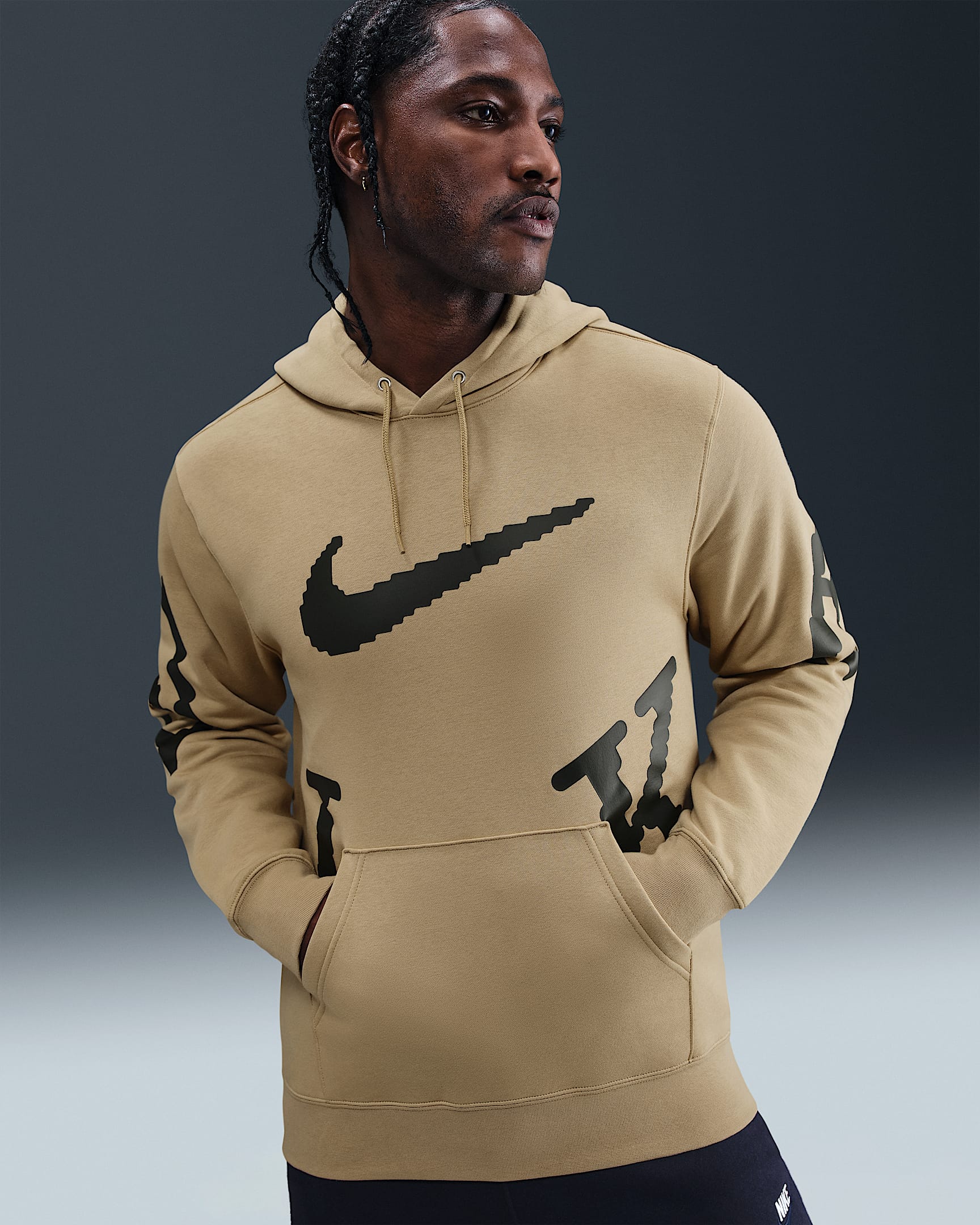 Nike Sportswear Club Men's Fleece Hoodie - Parachute Beige/Sequoia