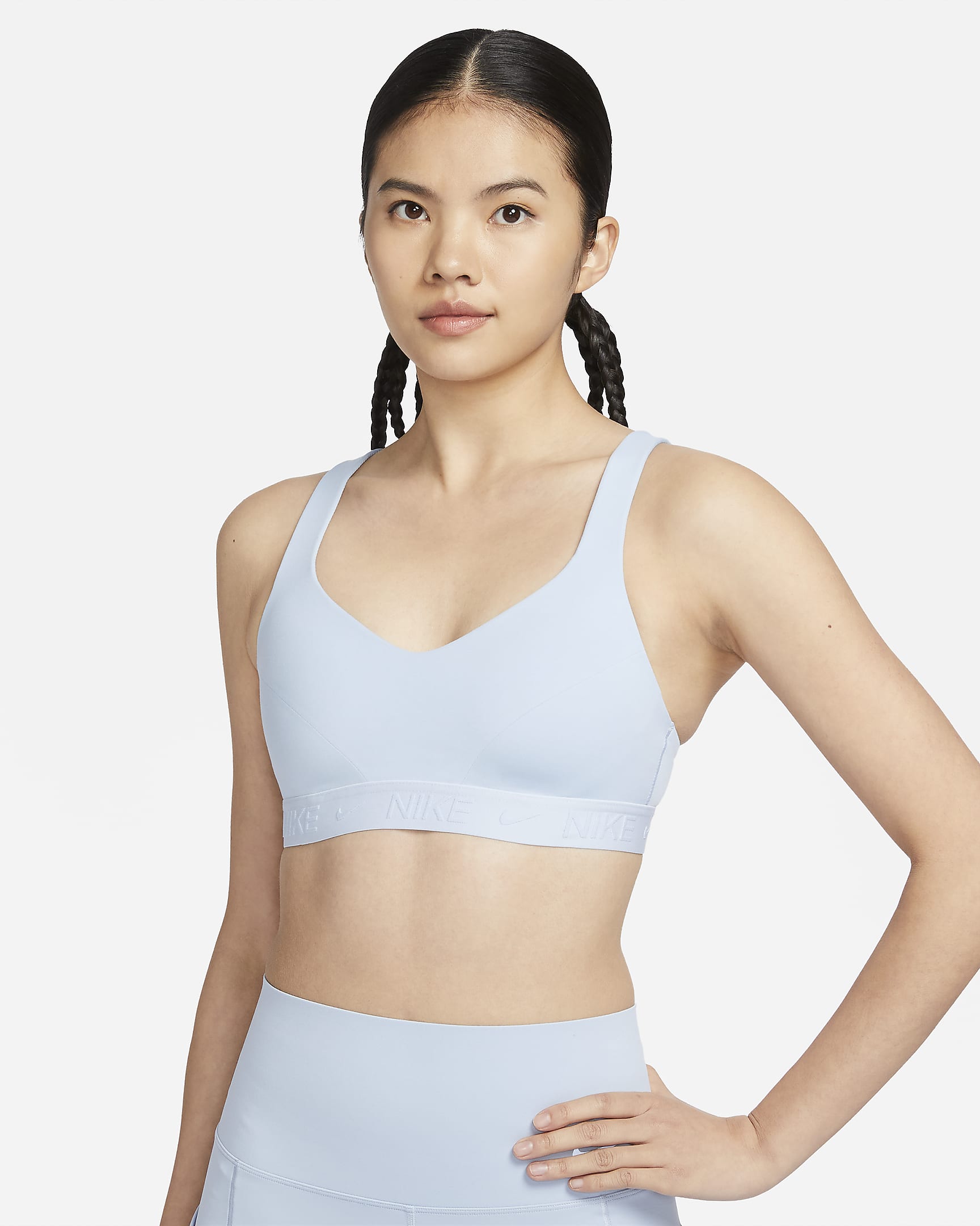 Nike Indy High Support Women's Padded Adjustable Sports Bra - Light Armory Blue/Light Armory Blue