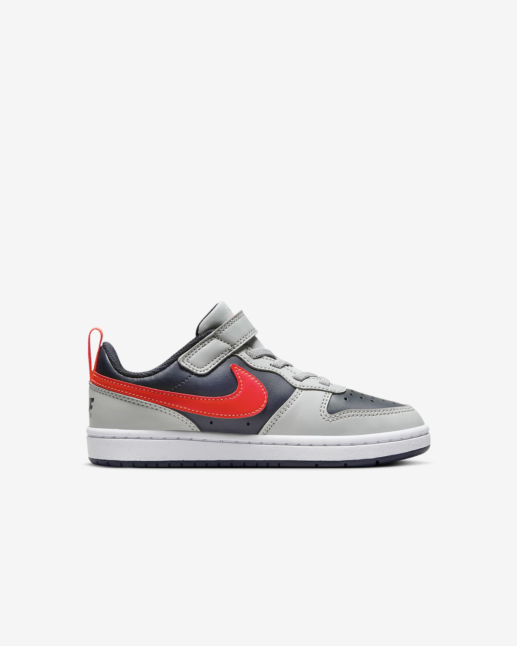 Nike Court Borough Low Recraft Younger Kids' Shoes - Light Smoke Grey/Dark Obsidian/White/Bright Crimson