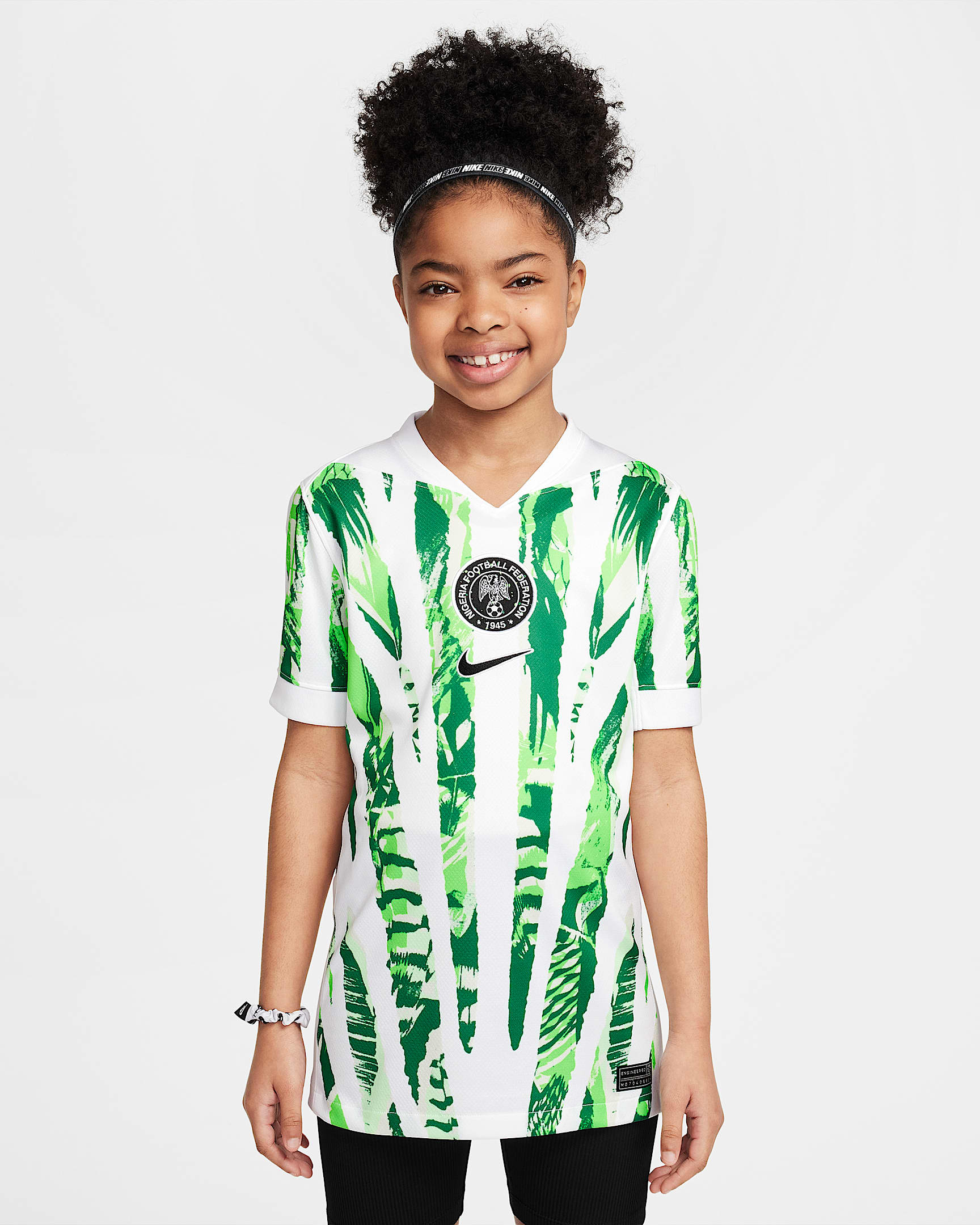 Maillot de foot replica Nike Dri-FIT Nigeria 2025 Stadium Extérieur (équipe féminine) pour ado - Blanc/Pine Green/Green Strike/Noir