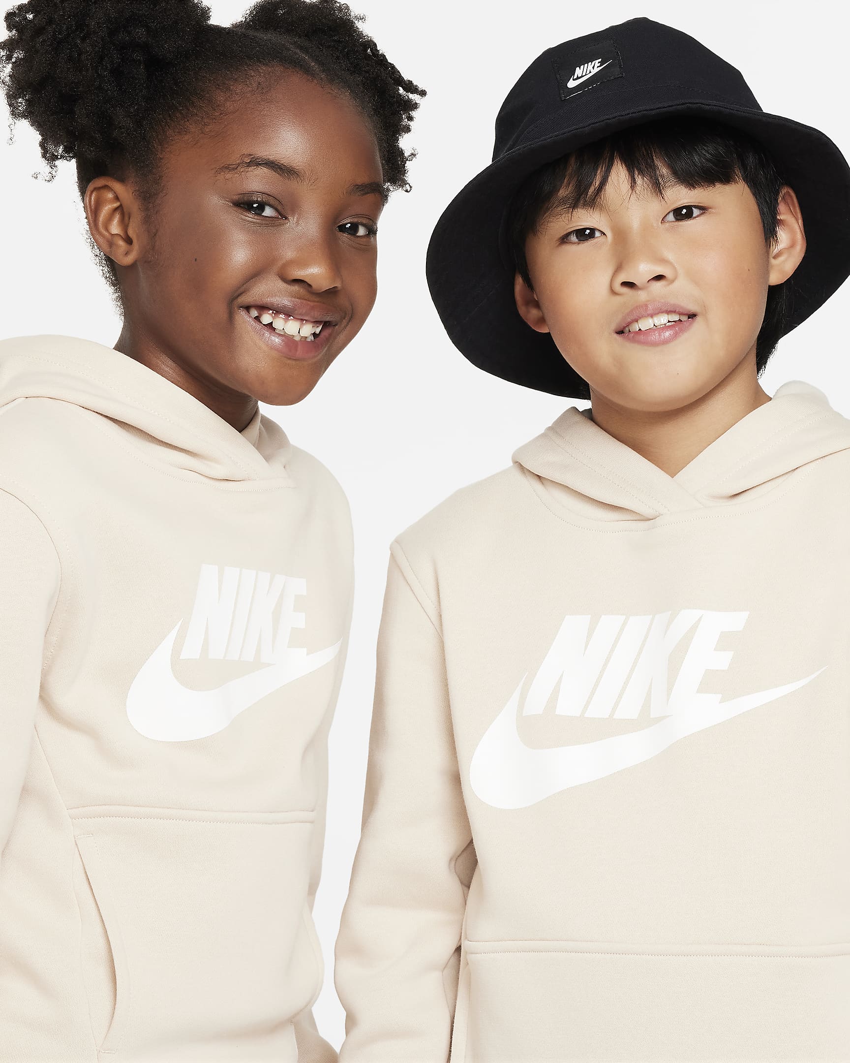 Sudadera con gorro para niños talla grande Nike Sportswear Club Fleece - Duna/Blanco