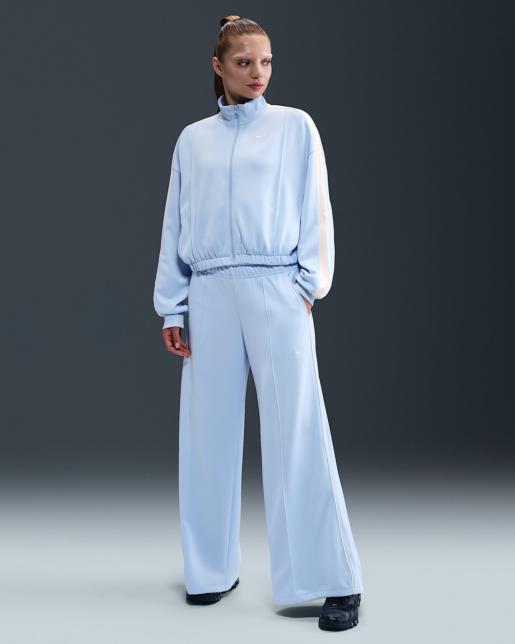 Nike Sportswear Women's Mid-Rise Wide-Leg Track Pants - Celestine Blue/Sail/Sail