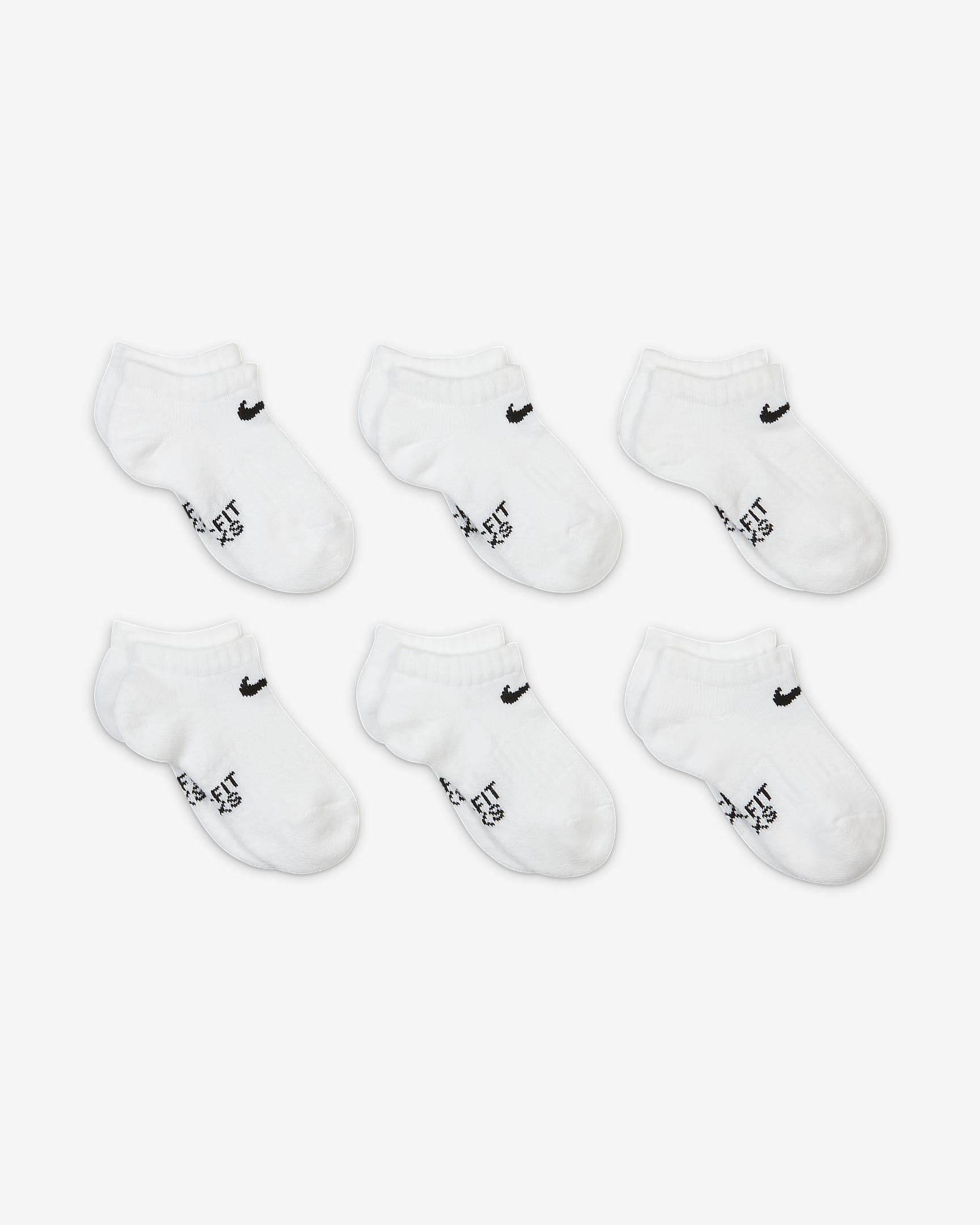 Nike Dri-FIT Little Kids' No-Show Socks (6 Pairs) - White