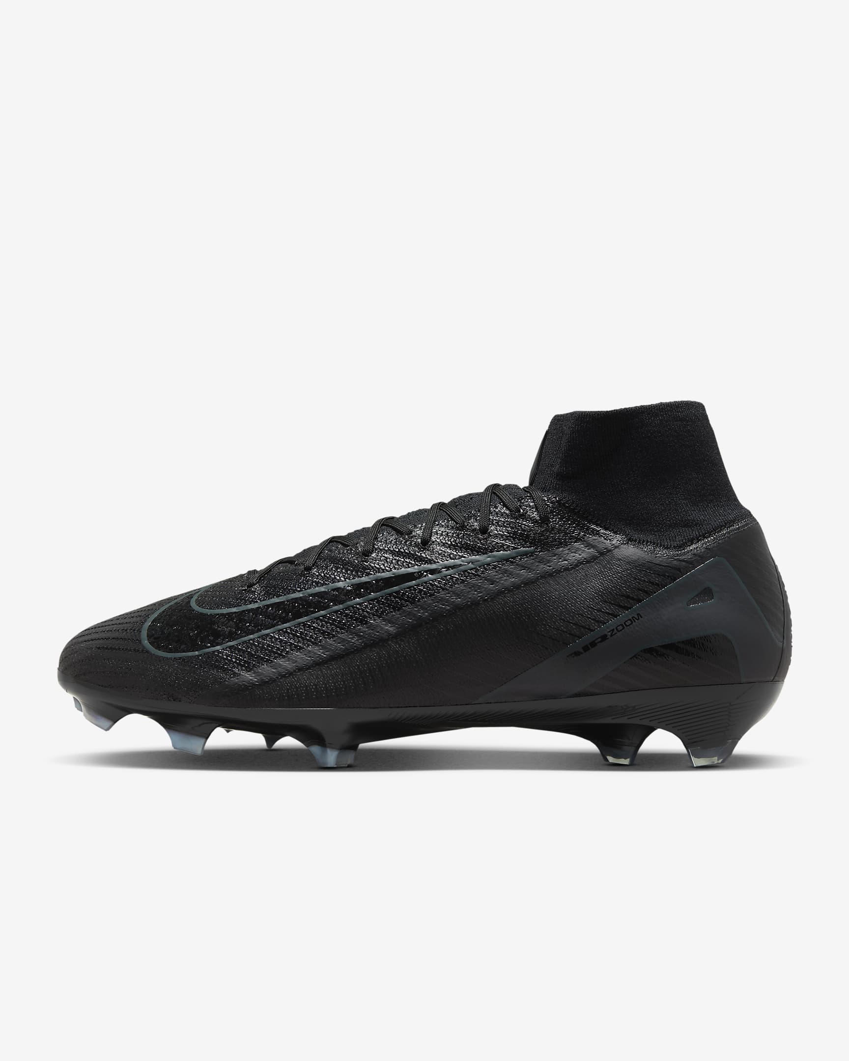 Nike Mercurial Superfly 10 Elite FG High-Top-Fußballschuh für normalen Rasen - Schwarz/Deep Jungle/Schwarz