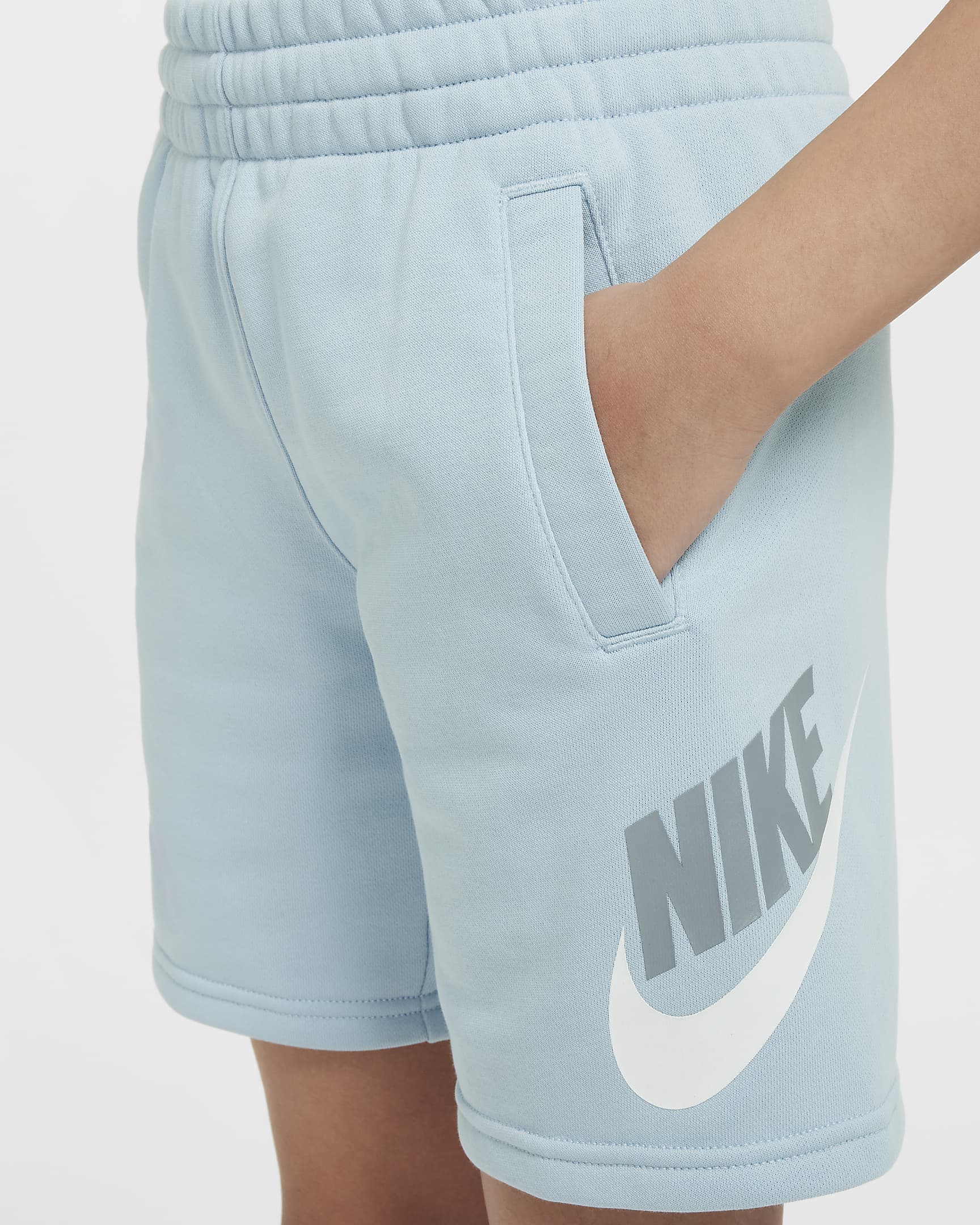 Nike Sportswear Club Fleece Older Kids' French Terry Shorts - Light Armoury Blue/White/Ashen Slate