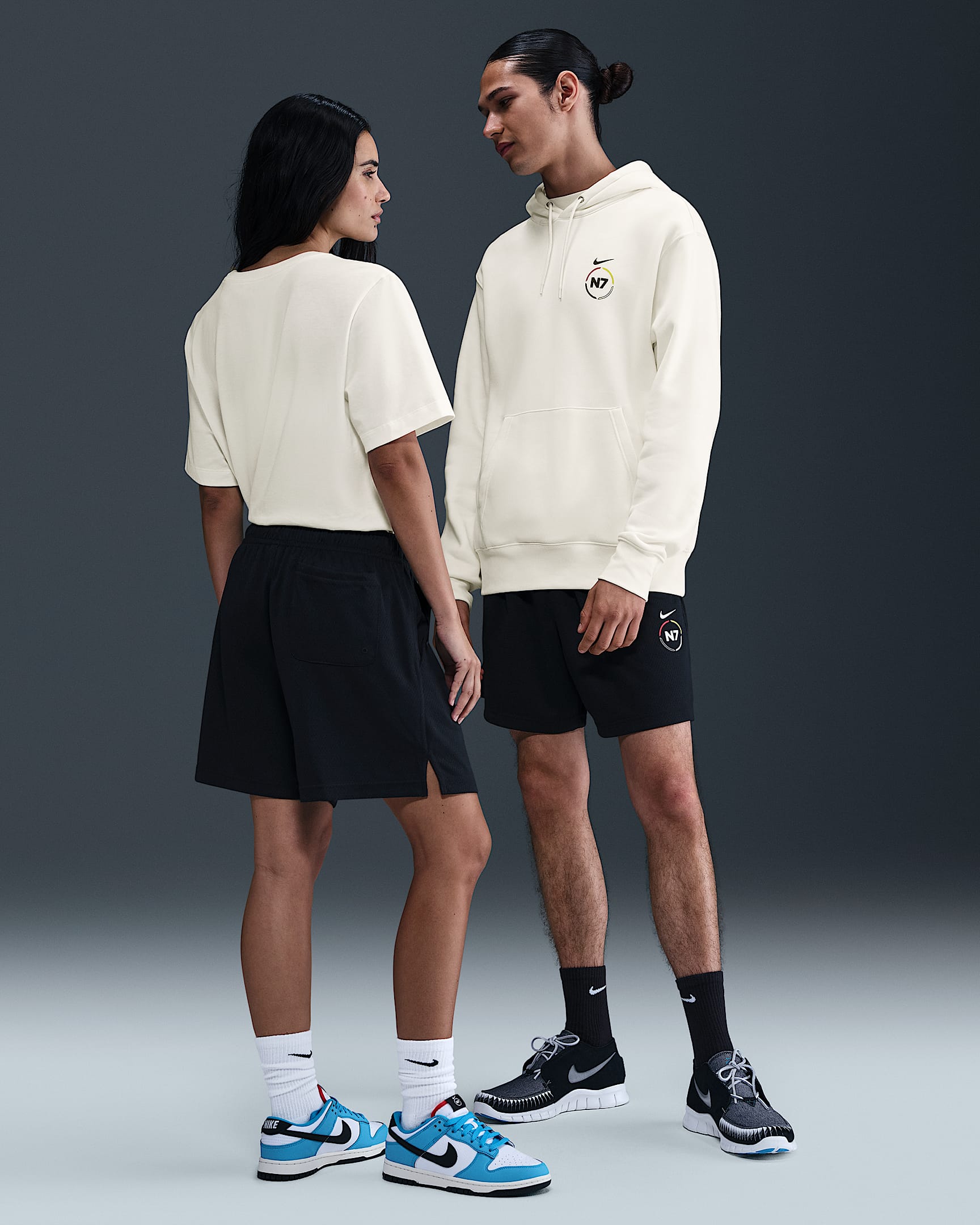 Nike Club N7 Mesh Flow Shorts - Black/Black/White