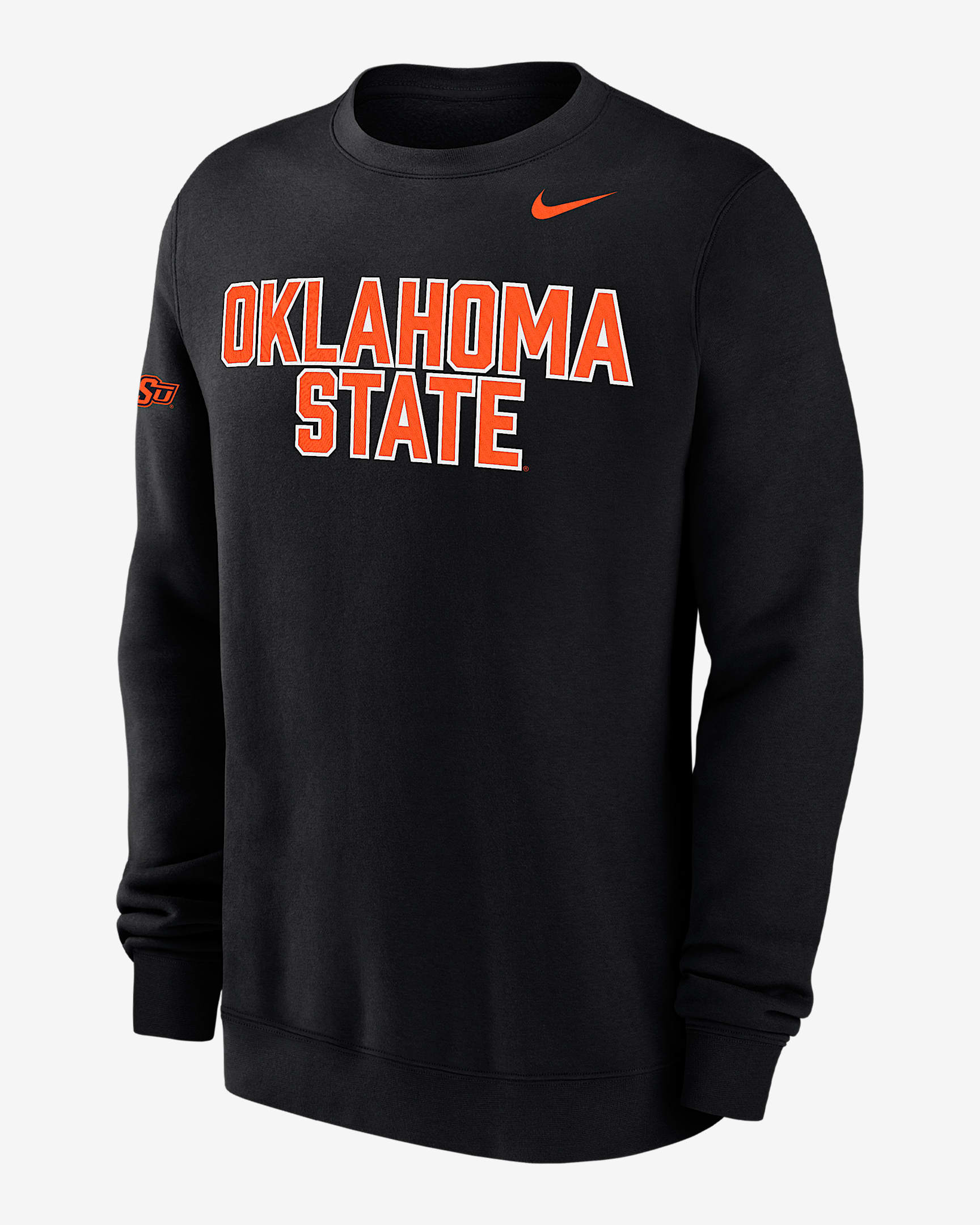 Sudadera de cuello redondo universitaria Nike para hombre Oklahoma State Club Fleece - Negro