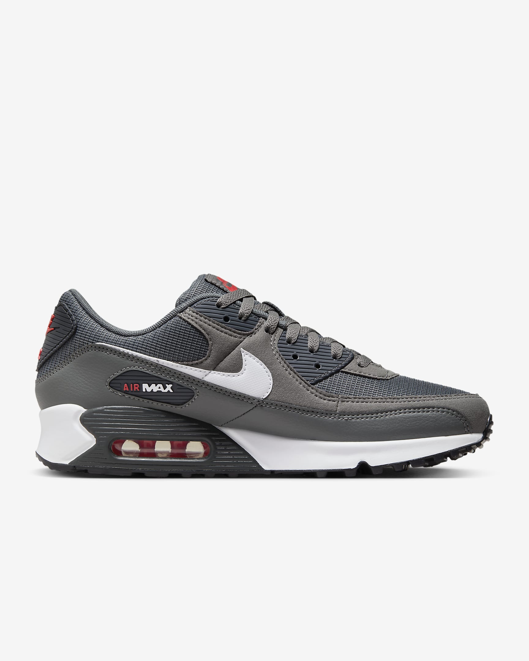 Skor Nike Air Max 90 för män - Iron Grey/University Red/Anthracite/Vit