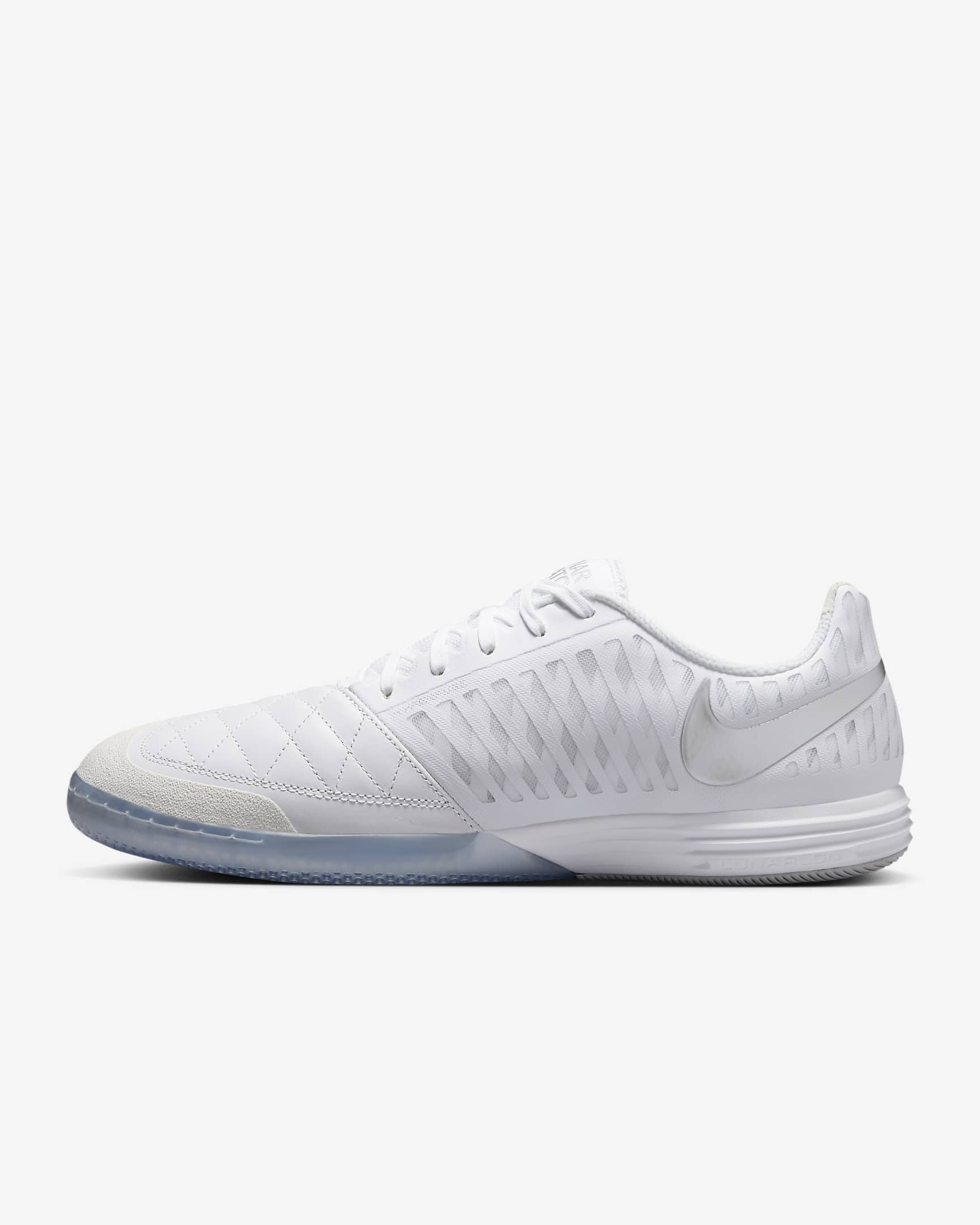 Nike Lunar Gato II Indoor Court Low-Top Football Shoes - White/Chrome