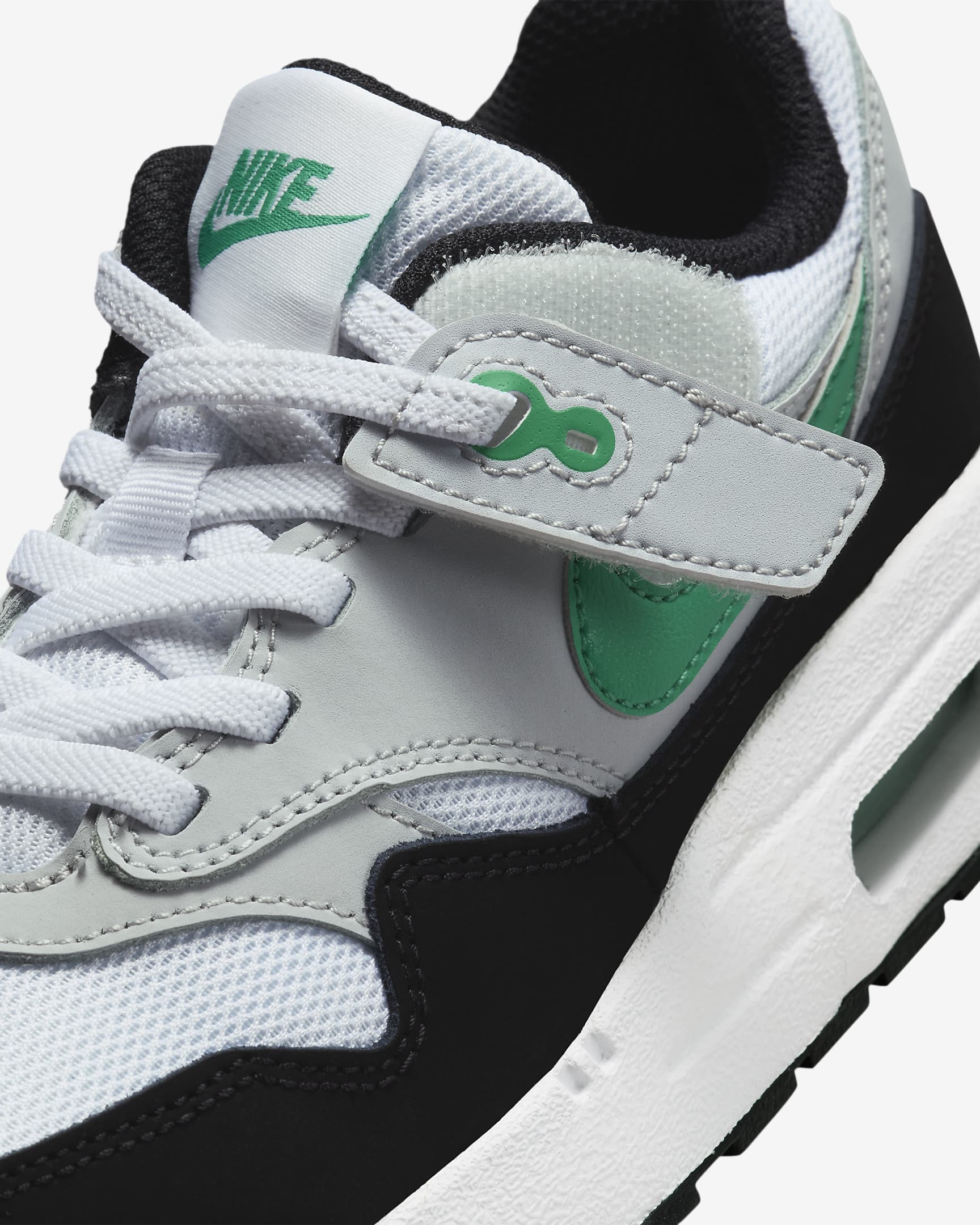 Nike Air Max 1 EasyOn Younger Kids' Shoes - White/Pure Platinum/Black/Stadium Green