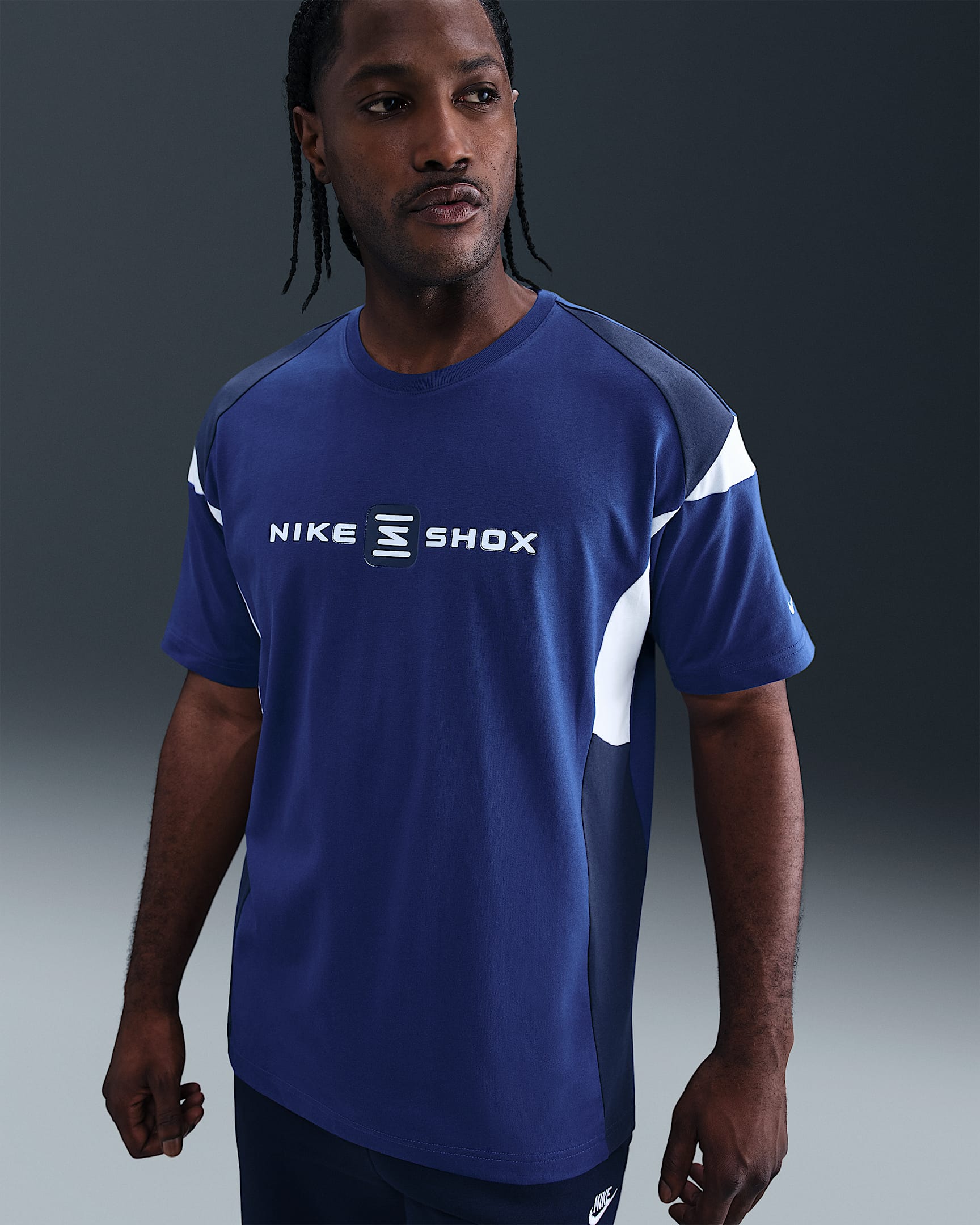 Nike Sportswear Shox Men's T-Shirt - Deep Royal Blue/Midnight Navy/Football Grey