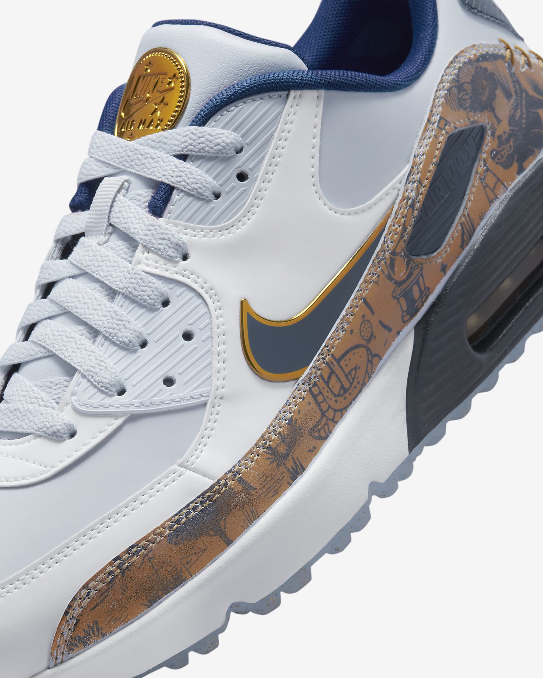 Nike Air Max 90 G NRG Golf Shoes - Pure Platinum/White/Coastal Blue/Dark Obsidian