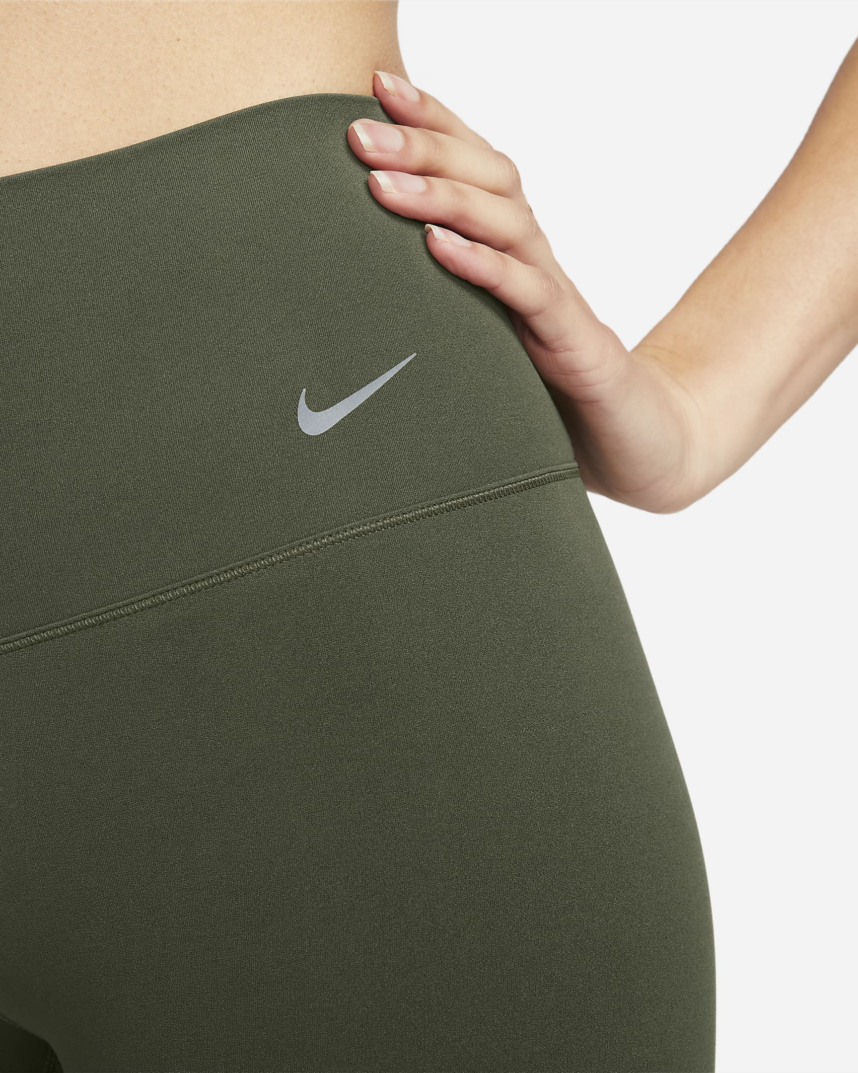 Nike Zenvy Women's Gentle-Support High-Waisted 7/8 Leggings - Cargo Khaki/Black