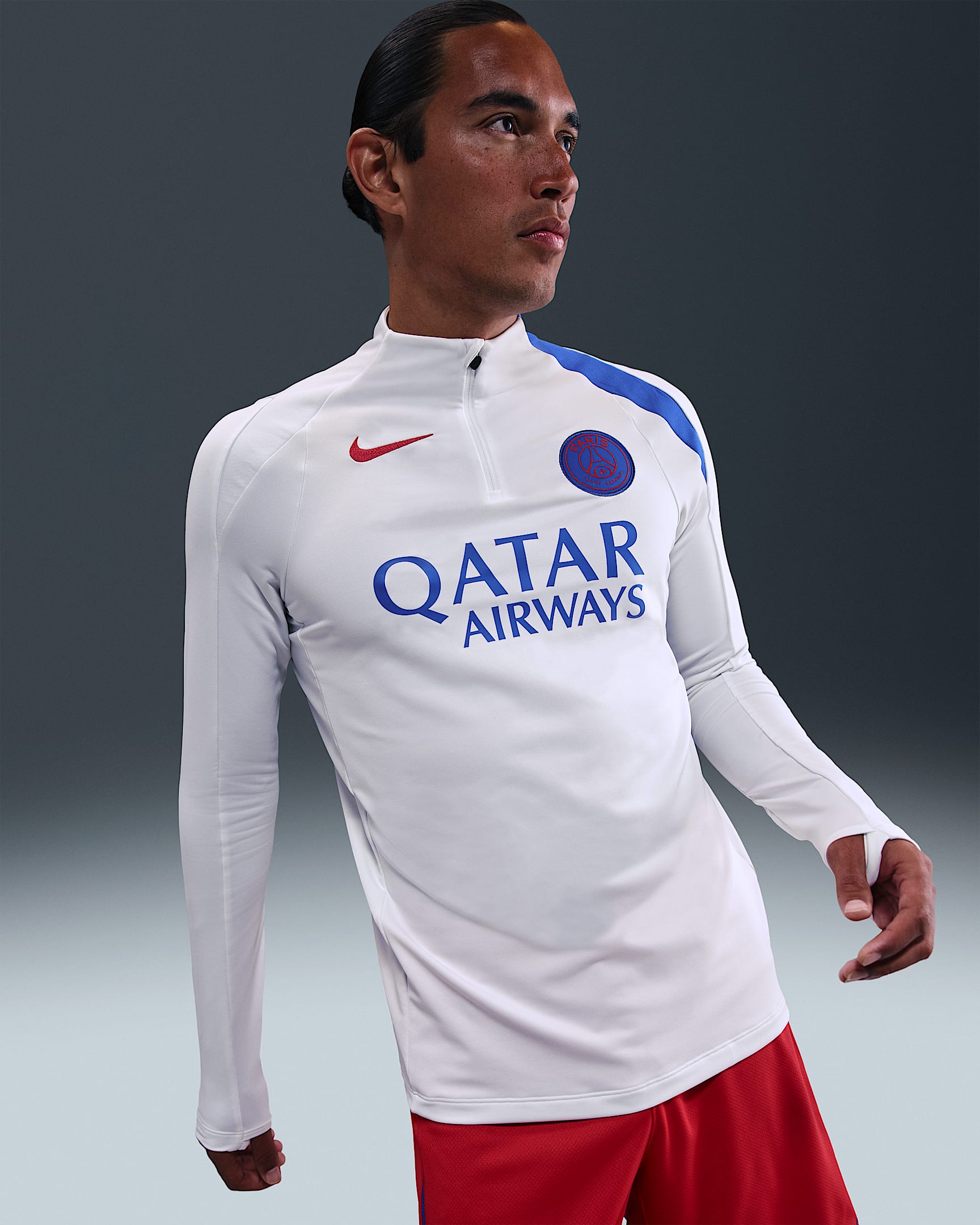 Paris Saint-Germain Strike Third Men's Nike Dri-FIT Total 90 Football Knit Drill Top - White/Hyper Royal/Global Red