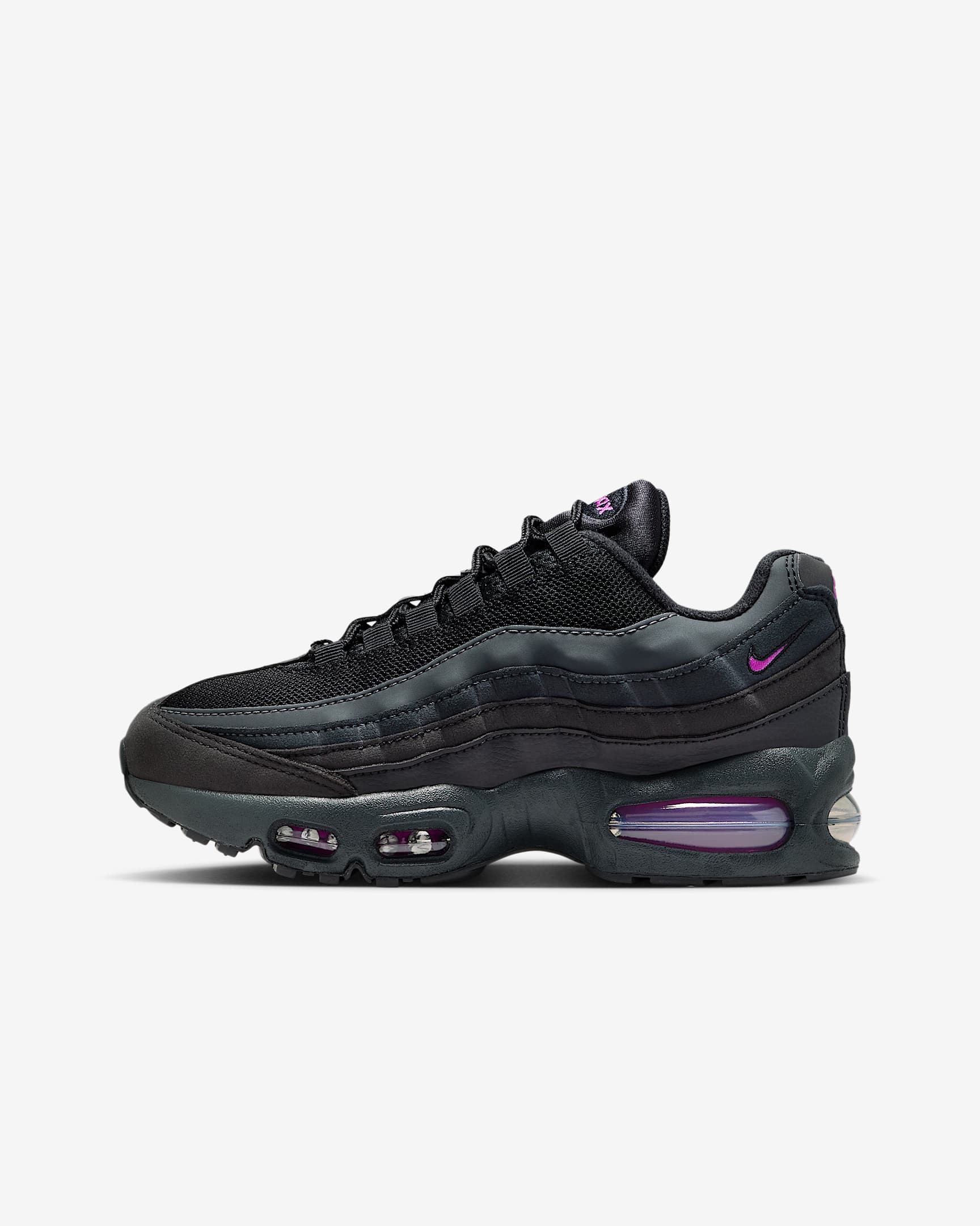 Nike Air Max 95 Older Kids' Shoes - Black/Off-Noir/Smoke Grey/Vivid Purple