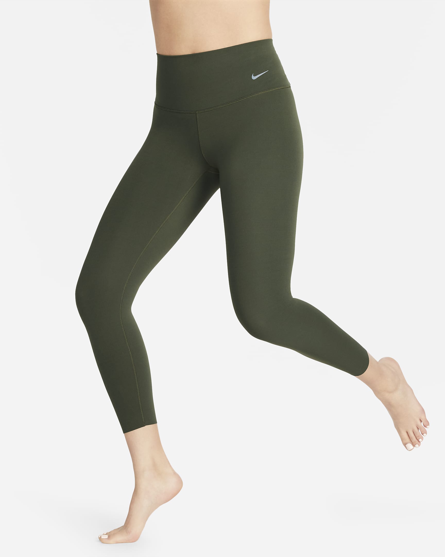 Nike Zenvy Women's Gentle-Support High-Waisted 7/8 Leggings - Cargo Khaki/Black