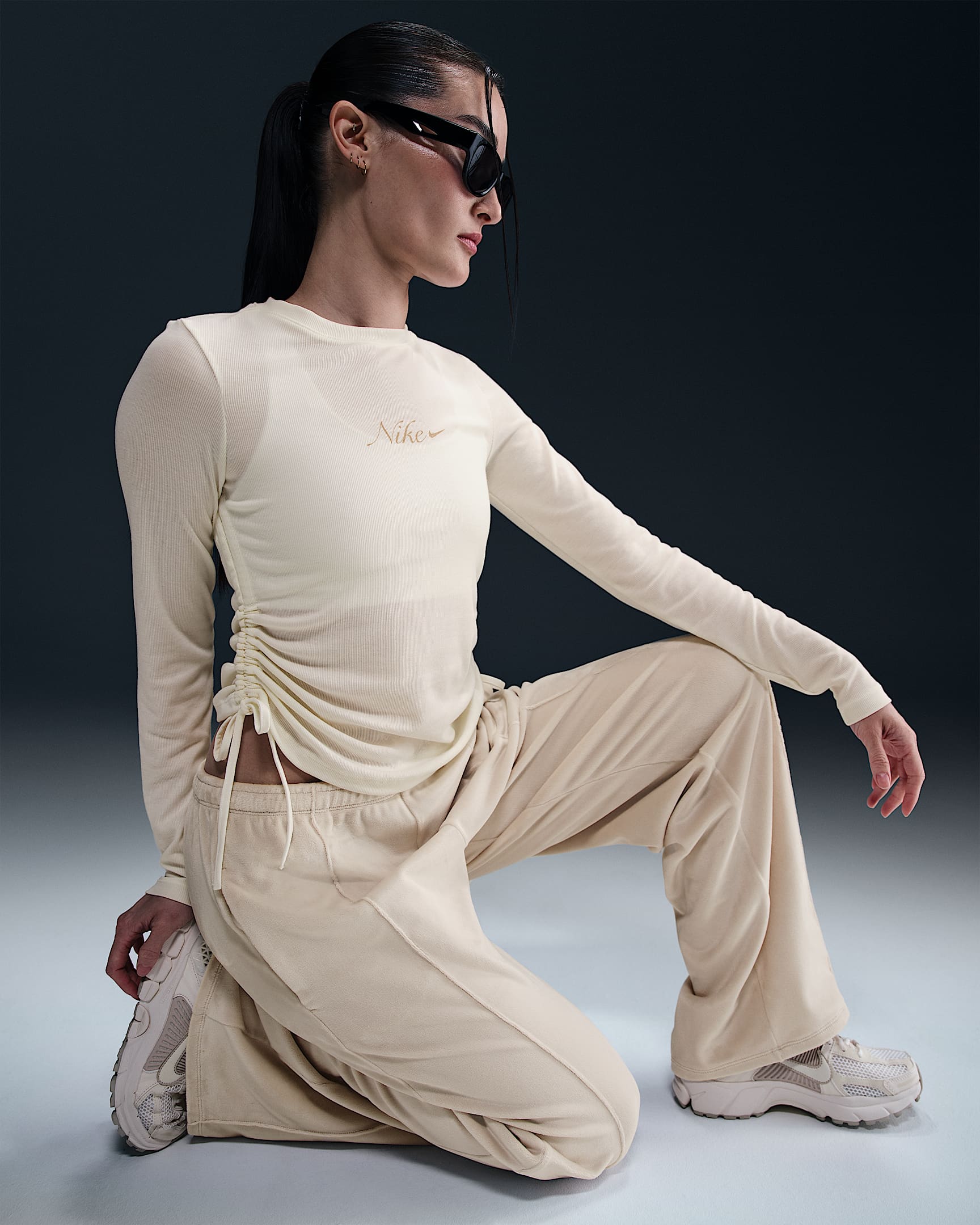 womens nike sportswear ribbed half zip long sleeve top