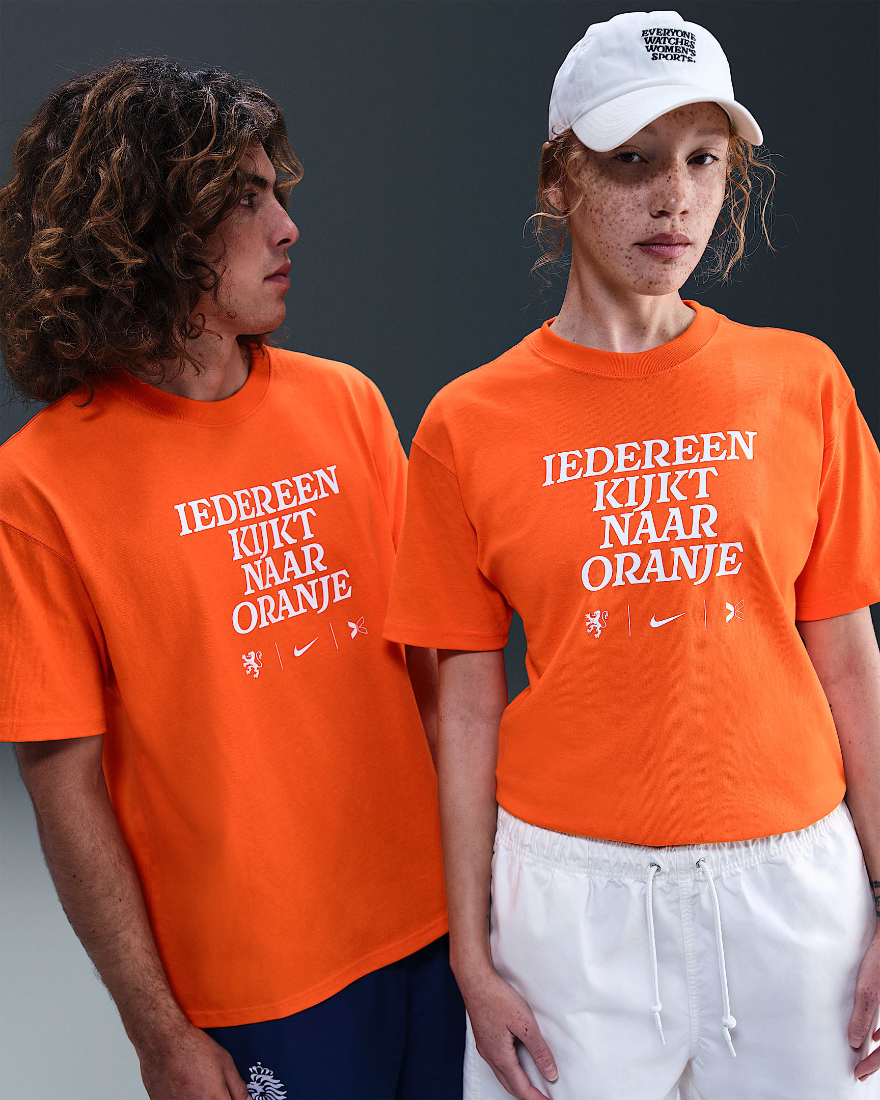 Everyone Watches Women's Sports™ "Netherlands" Nike by TOGETHXR Soccer T-Shirt - Safety Orange