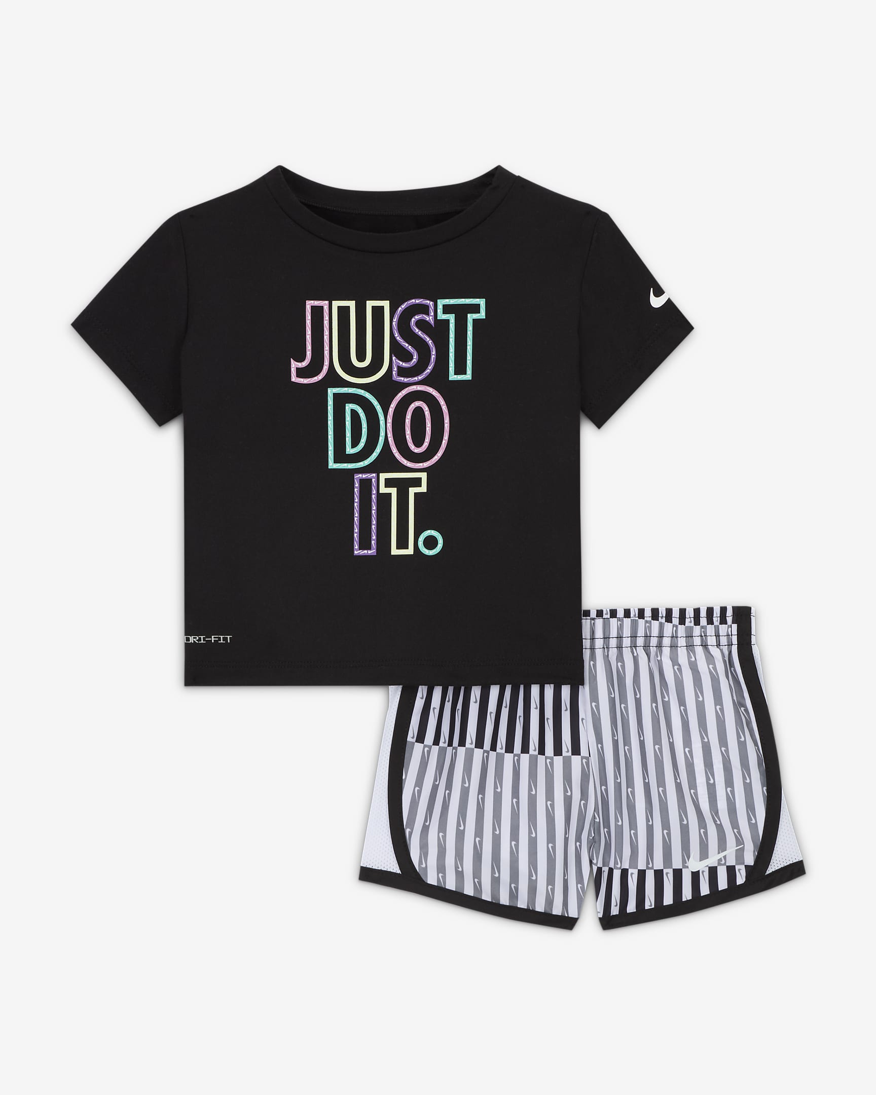 Nike Dri-FIT Femme Pop Baby (12-24M) T-Shirt and Tempo Shorts Set - Black