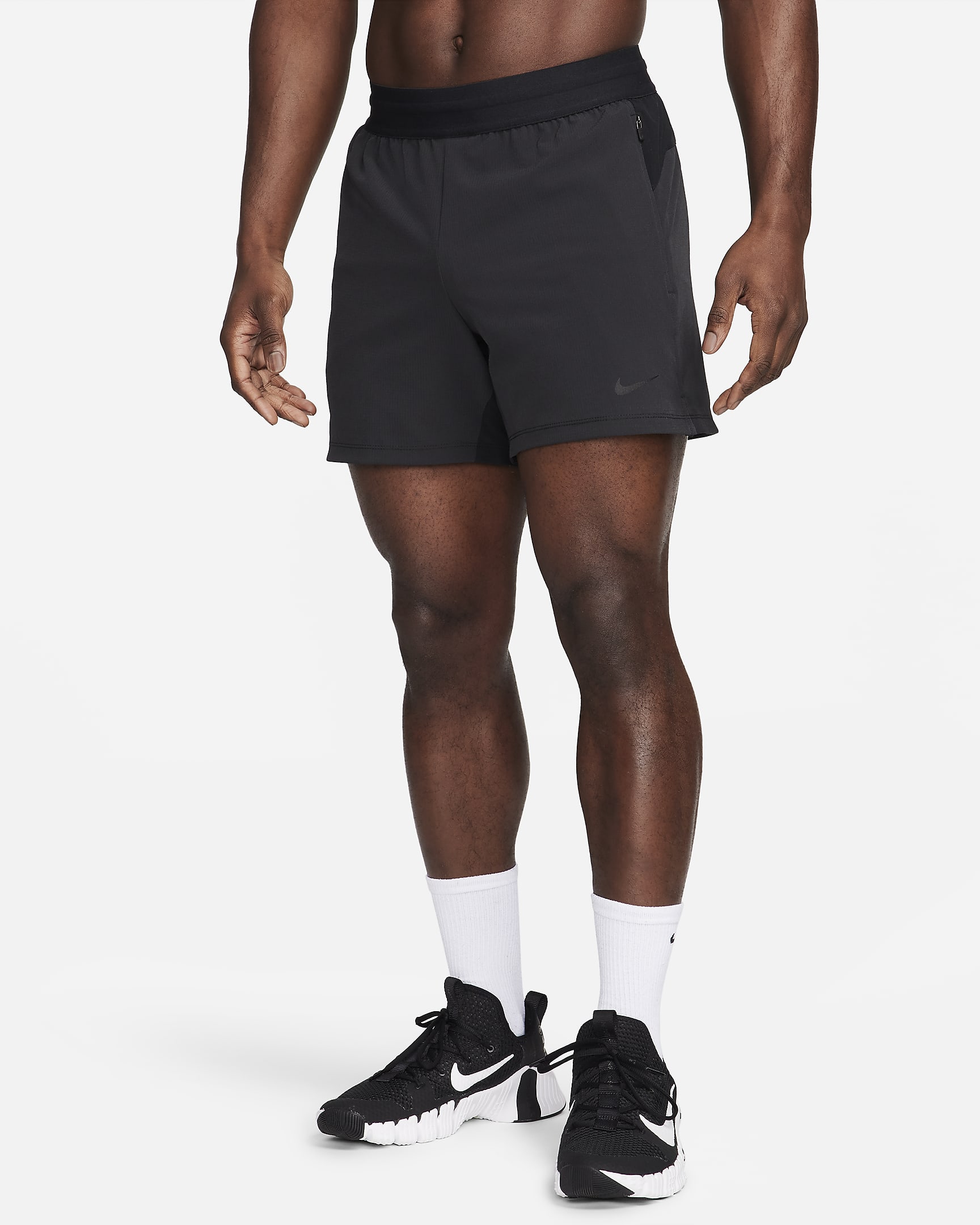 Ungefütterte Nike Flex Rep Dri-FIT-Fitnessshorts für Herren (ca. 12,5 cm) - Schwarz/Schwarz/Schwarz