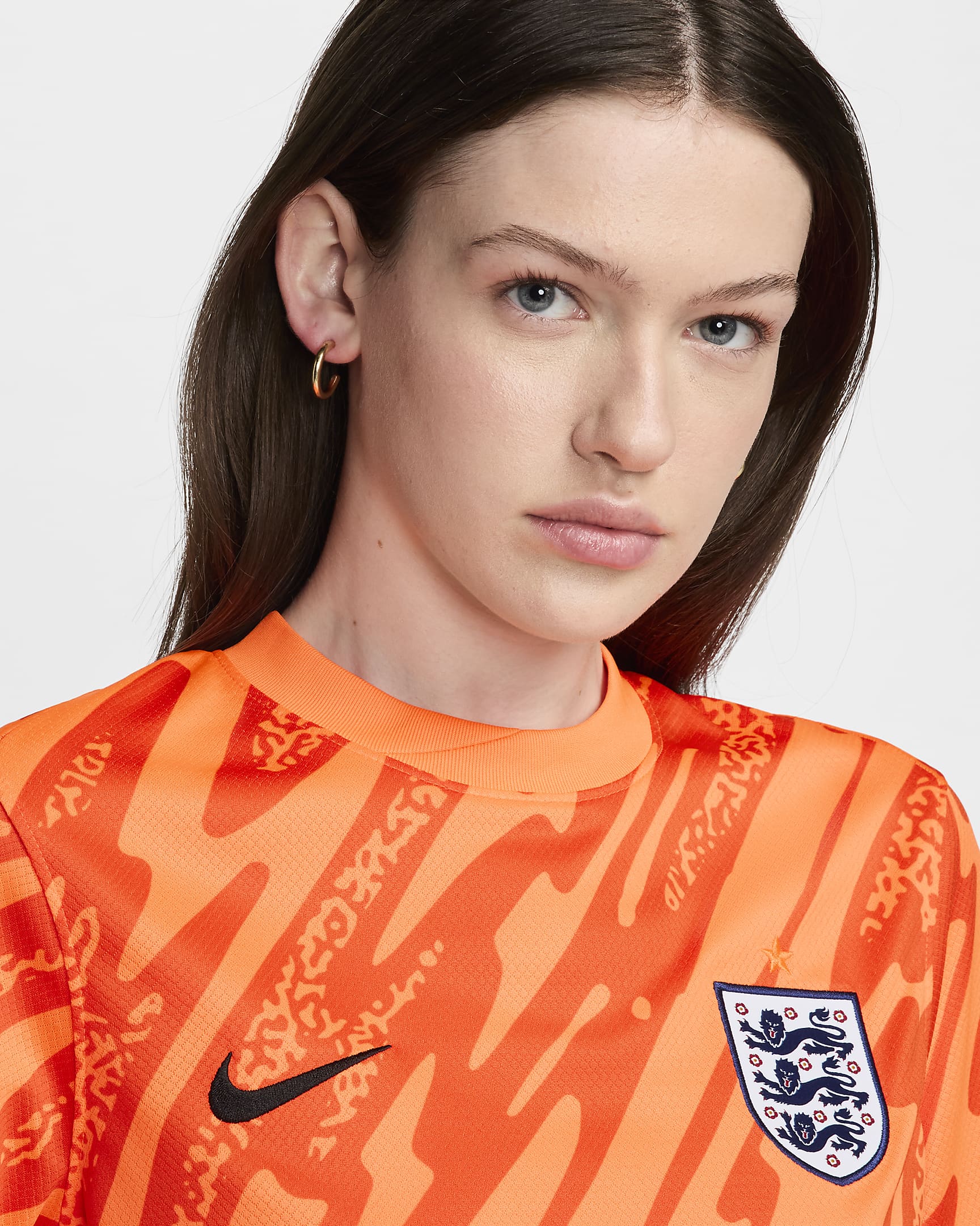 Maglia da calcio replica a manica corta Nike Dri-FIT Inghilterra 2024 Stadium da donna – Goalkeeper - Total Orange/Safety Orange/Safety Orange/Nero