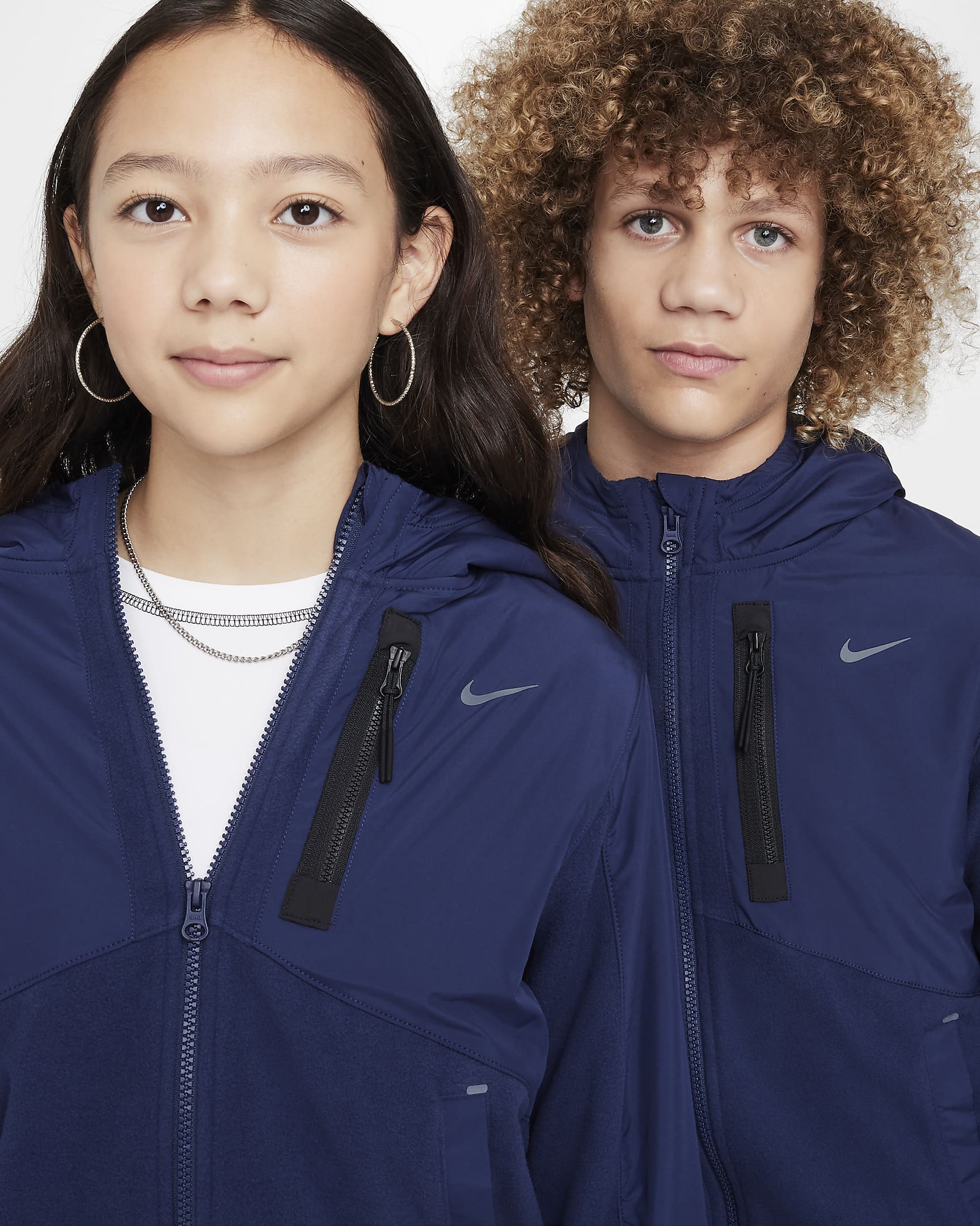 Nike Sportswear City Utility EasyOn Big Kids' Therma-FIT Winterized Jacket - Midnight Navy/Midnight Navy/Black