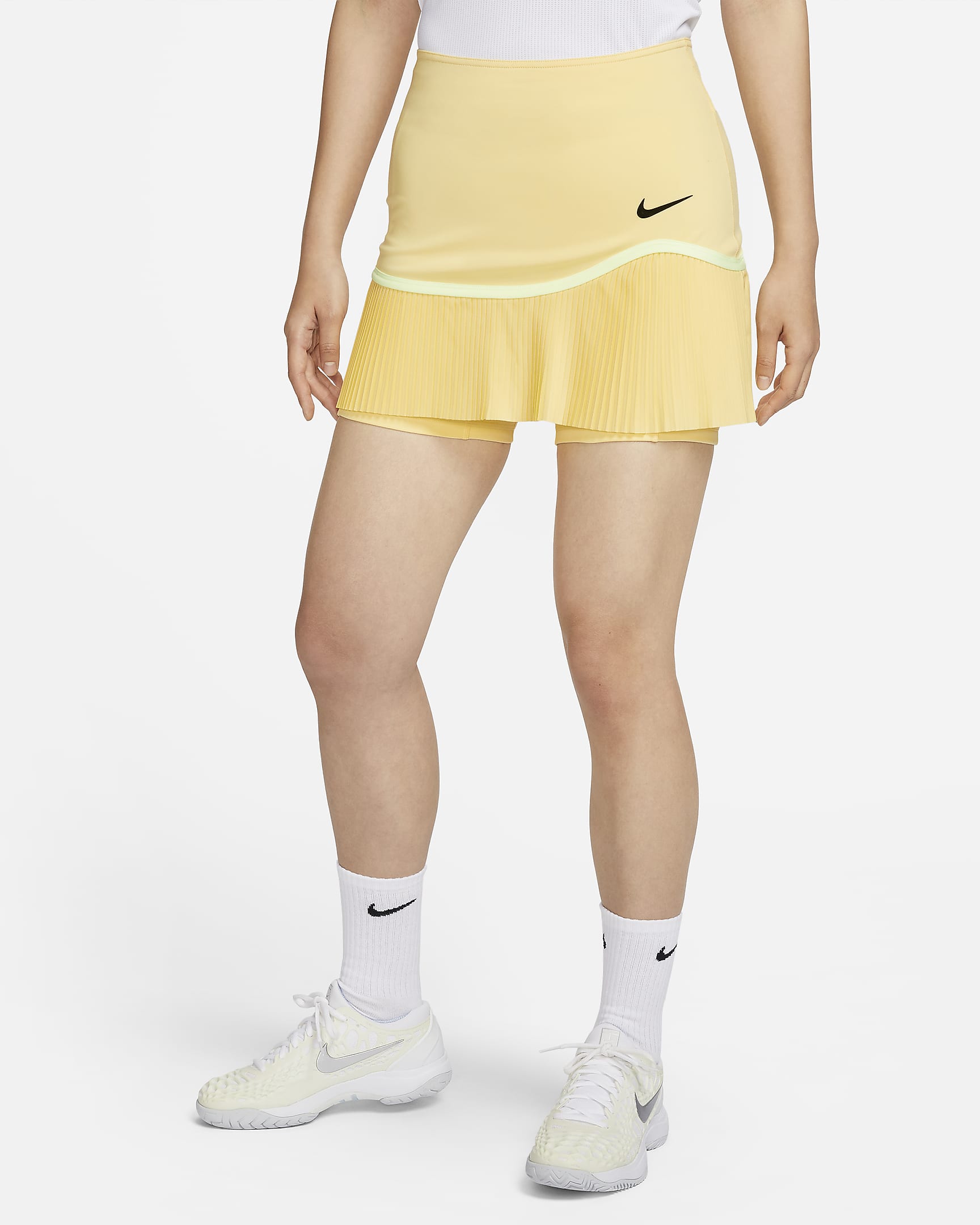 Nike Advantage Women's Dri-FIT Tennis Skirt - Soft Yellow/Soft Yellow/Black