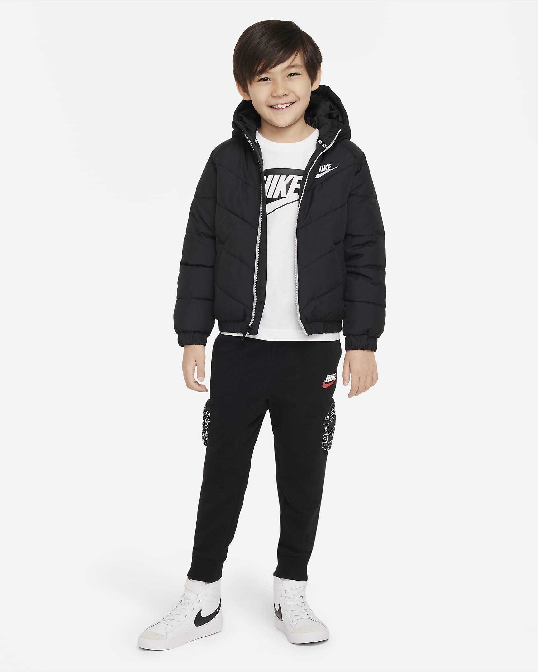 Nike Younger Kids' Hooded Chevron Puffer Jacket. Nike SI
