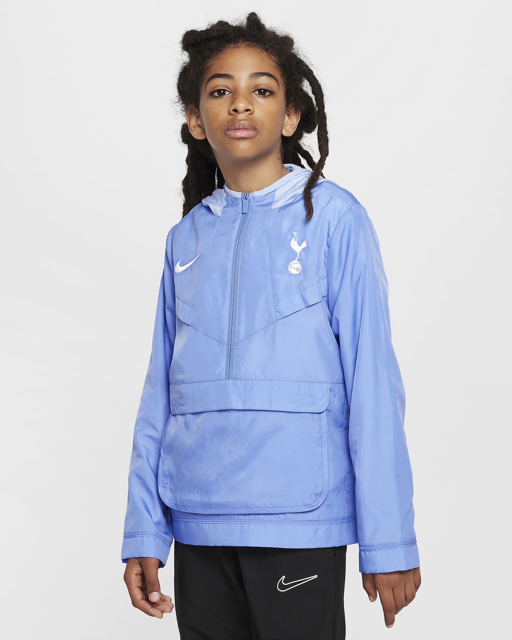 Fotbalová větrovka Nike Tottenham Hotspur Amplify Windrunner pro chlapce - Polar/Cobalt Bliss/Bílá