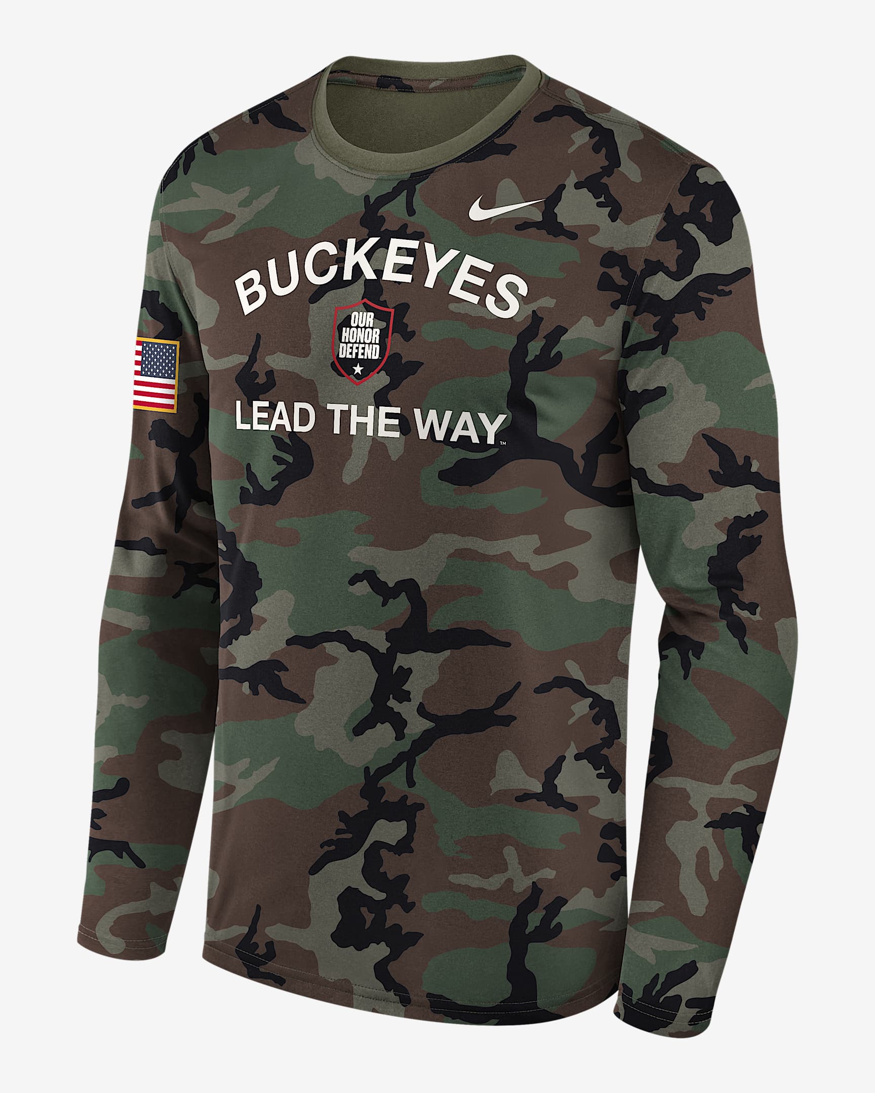 Ohio State 2025 Military Appreciation Legend Men's Nike Dri-FIT College Long-Sleeve T-Shirt - Olive